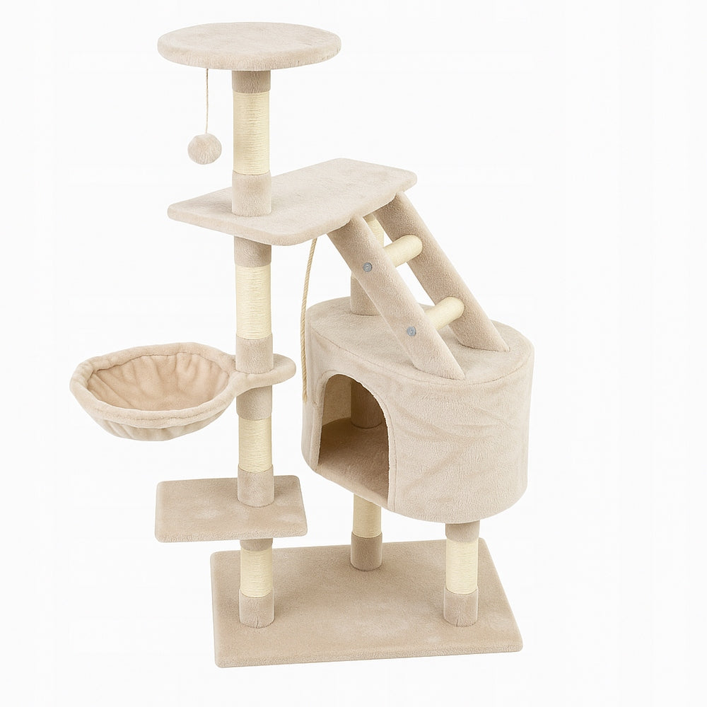 CAT SCRATCHER BED TOWER HOUSE POST TOY ON STRING BEIGE Packaging status original