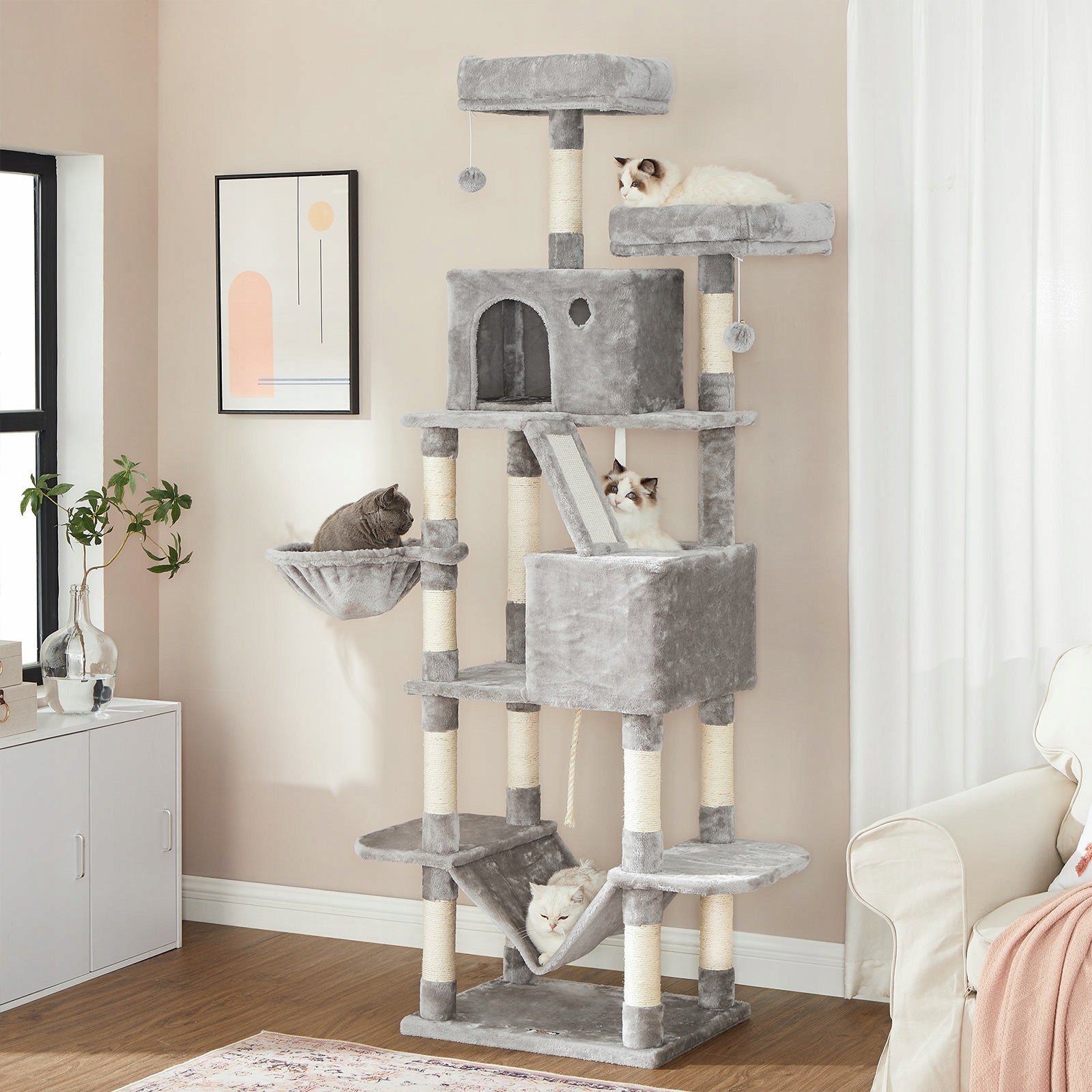 CAT SCRATCHER LARGE XXL HIGH 7 LEVELS BED POST COTTAGE 206 CM Trade name Drapak dla kota duży XL domek WIEŻA LEGOWISKO