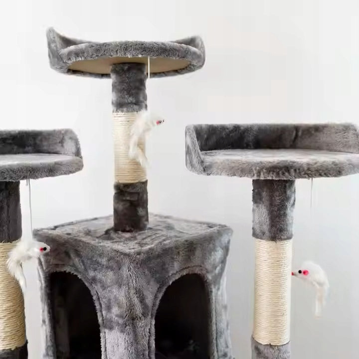 CAT SCRATCHER TOWER BED COTTAGE 8 LEVELS HIGH 170 CM + TOY Color gray