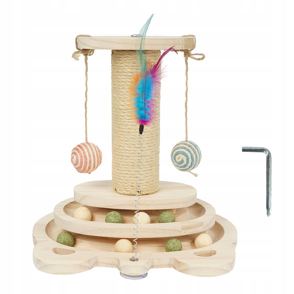 CAT SCRATCHER TWO-LEVEL INTERACTIVE WITH FEATHERS ACCESSORIES FOR CATS Packaging status original
