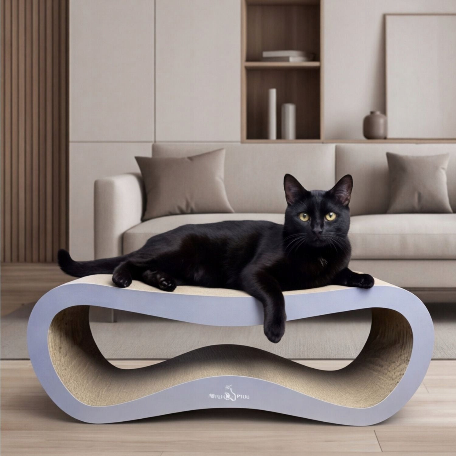 CAT SCRATCHING POST CARDBOARD LARGE BED 78x28x24 cm Mruu&Pruu Packaging status original