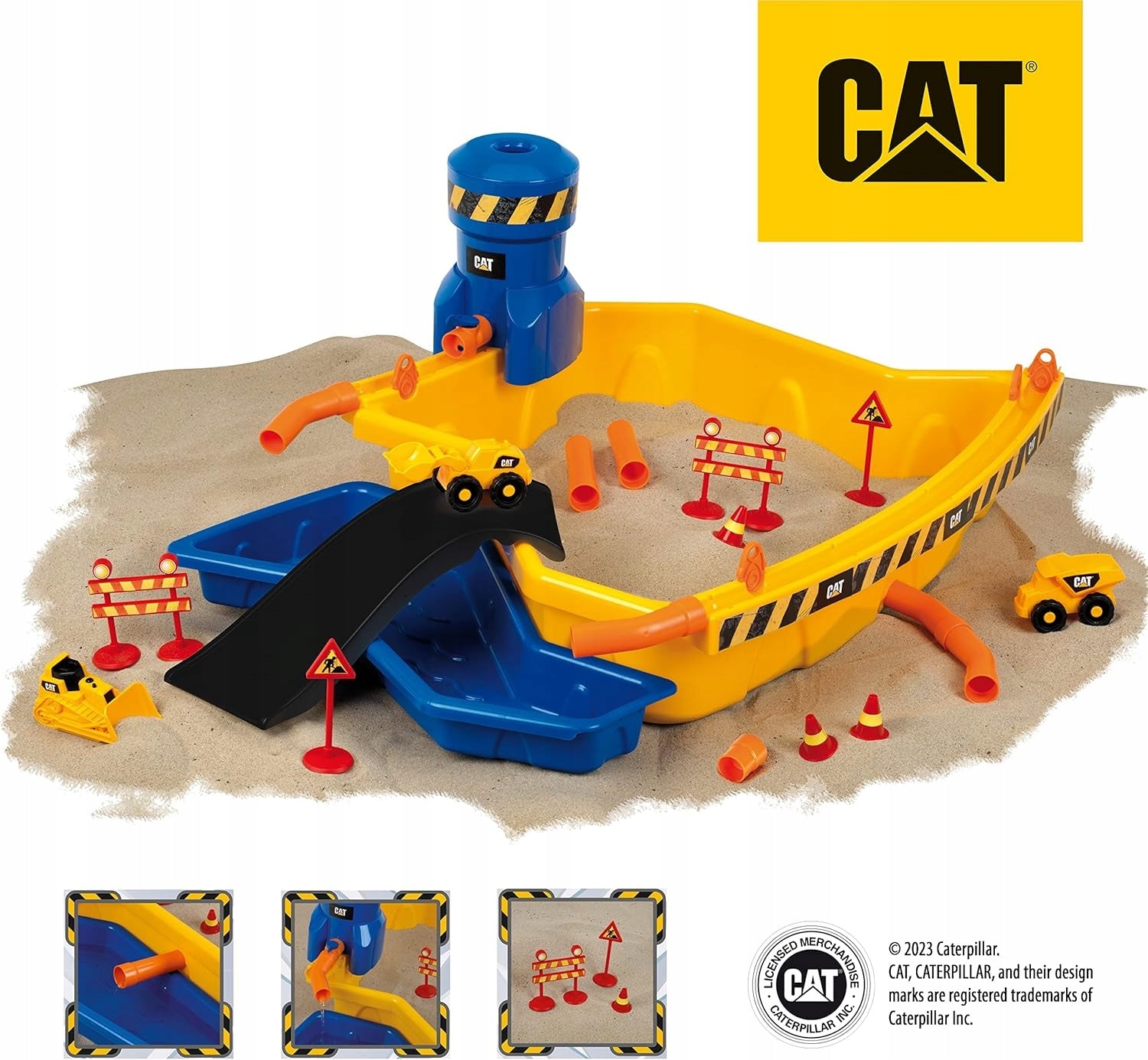 CAT Sandbox Construction Site Excavator Set Bulldozer Water 2in1 Cars Dump Truck Kind plastic