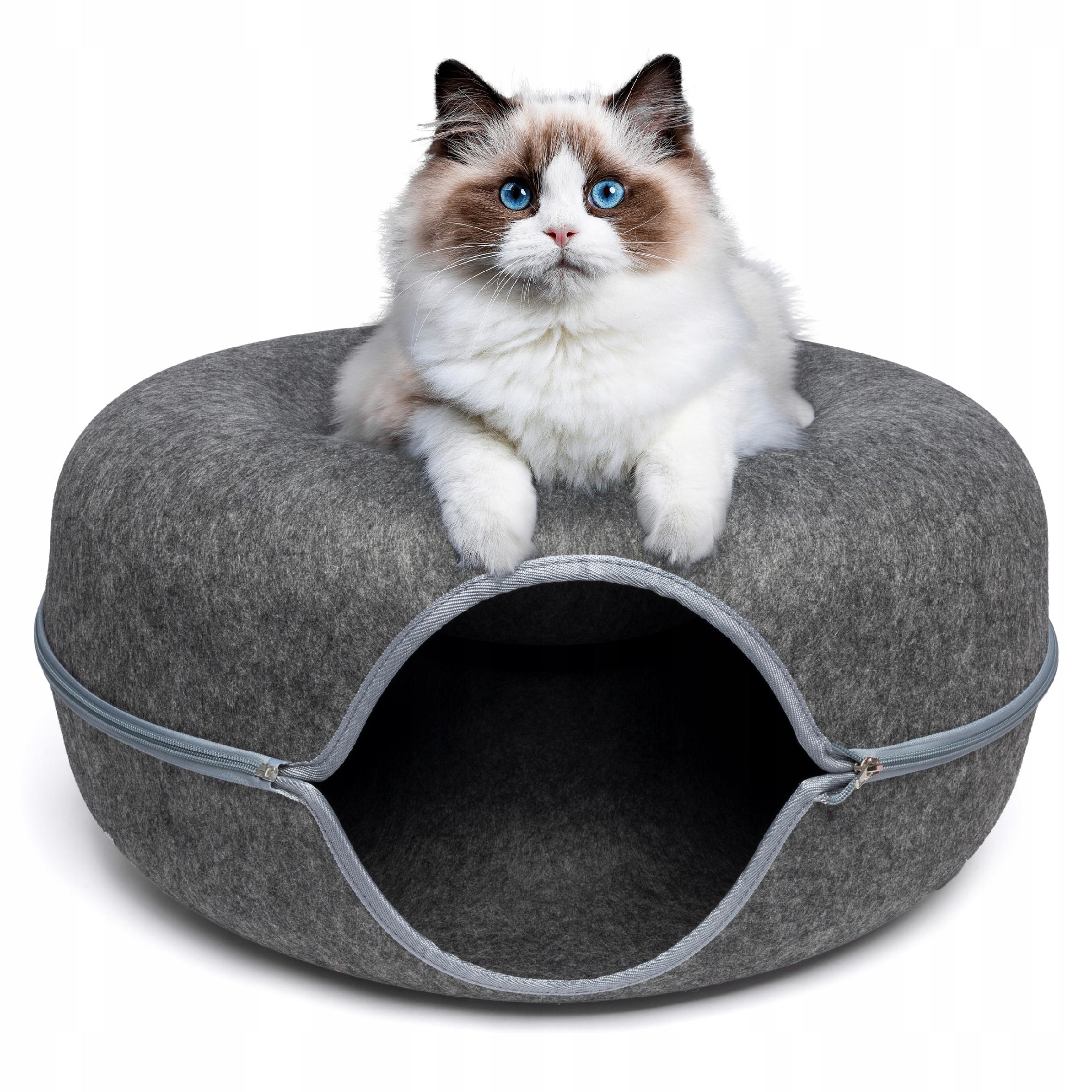 CAT TUNNEL BED ROUND DONUT COTTAGE 60 CM DARK GREY