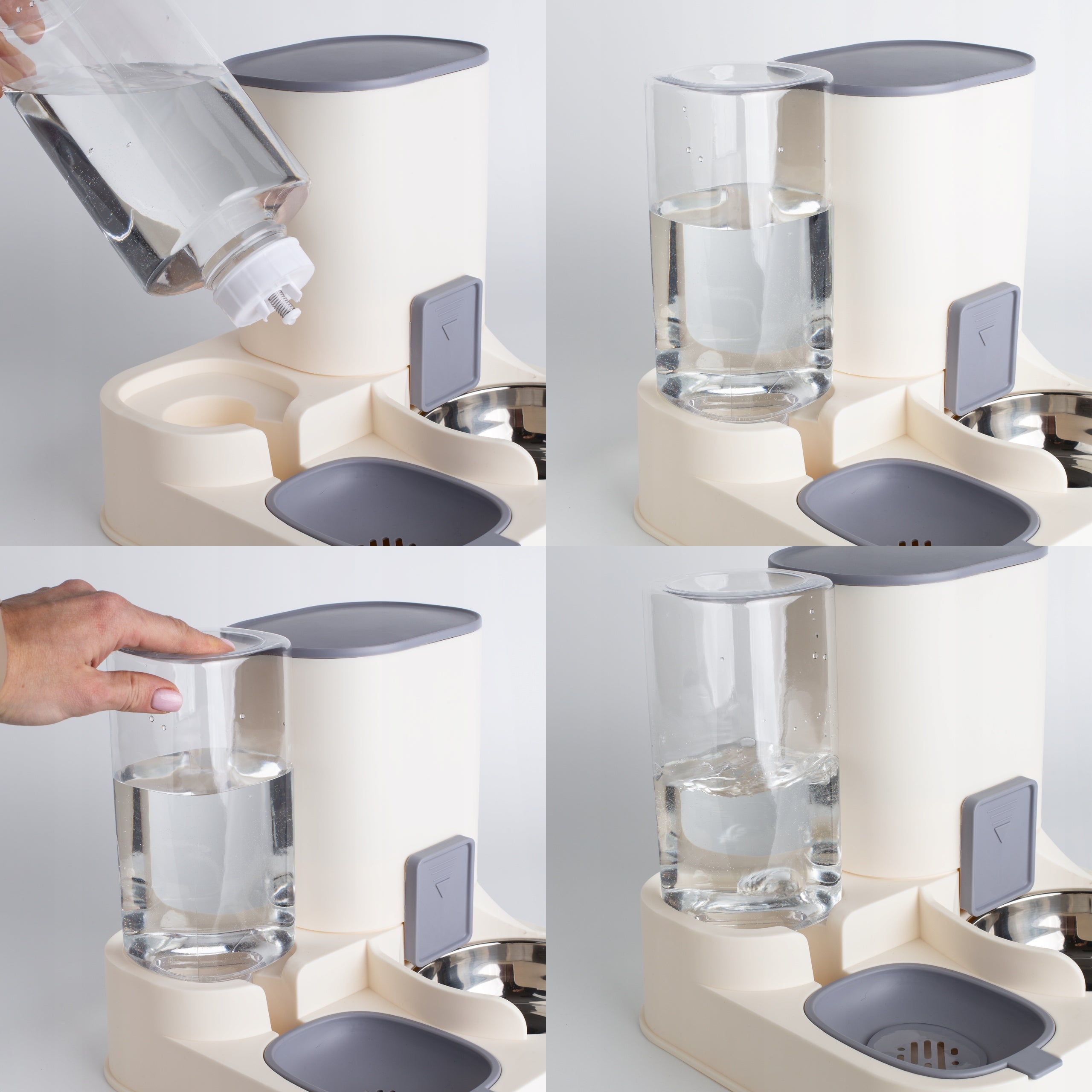 CAT WATER AND DOG FOOD FEEDER AUTOMATIC BOWL DRINKER DISPENSER 2IN1 Material made from a synthetic material
