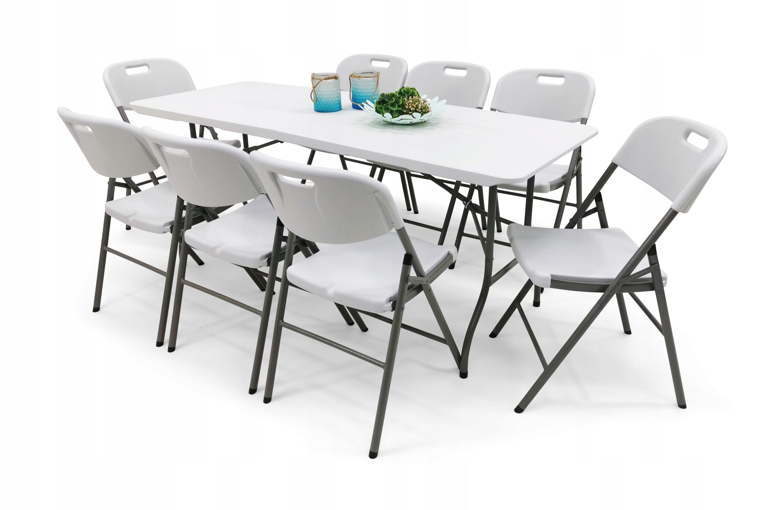 CATERING SET BANQUET GARDEN TABLE 240X76 + 8X PARTY CHAIR WHITE