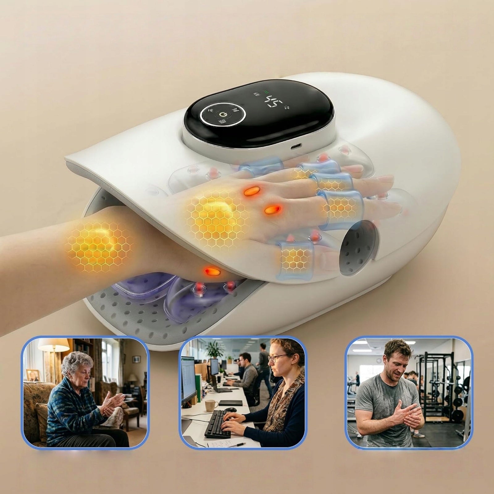 CEEHOOM Wrist Hand Massager Wireless Heated Finger Stretching Brand CEEHOOM