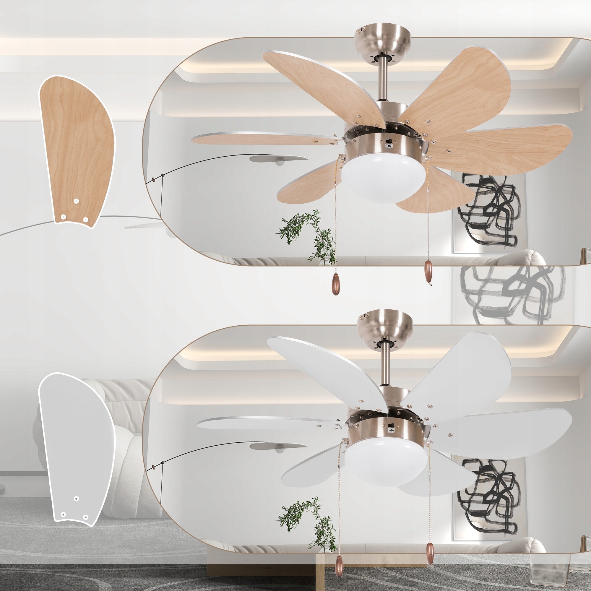 CEILING FAN HOMCOM brown Functions timer
