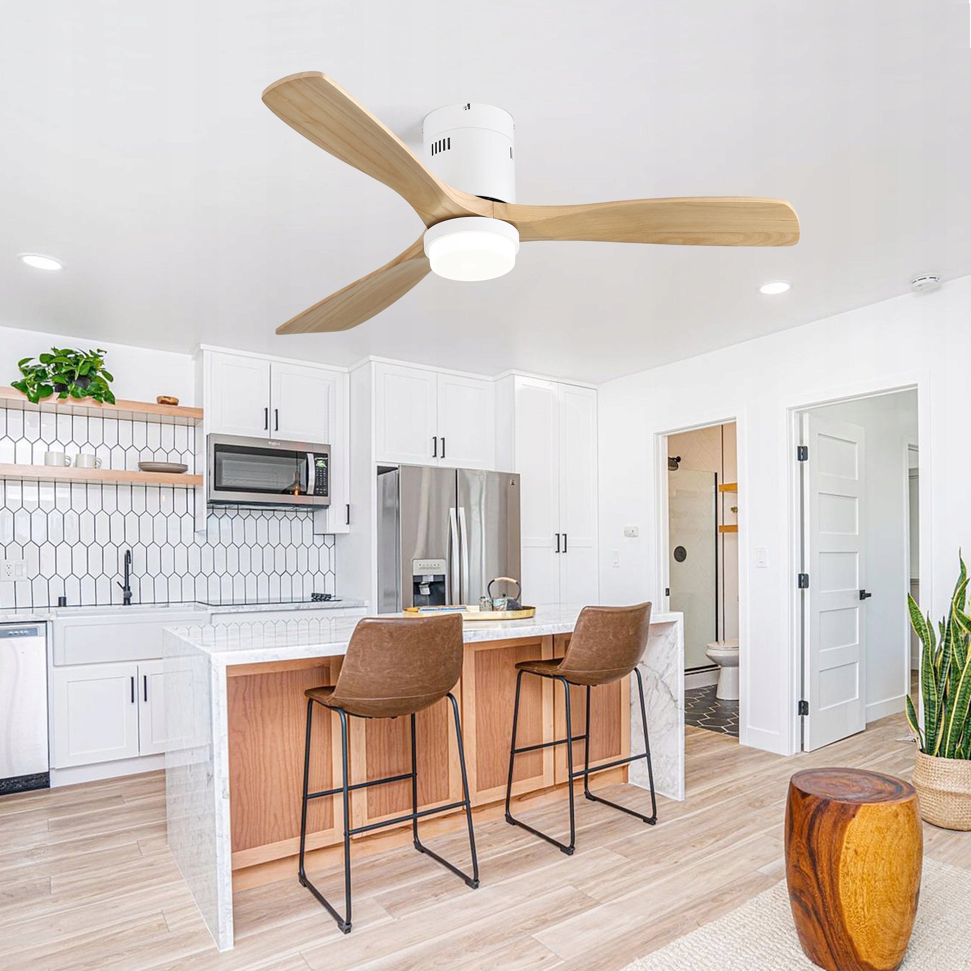 CEILING FAN WINDMILL 132 CM REMOTE CONTROL LED LAMP WITH WINDMILL White Dominant color white