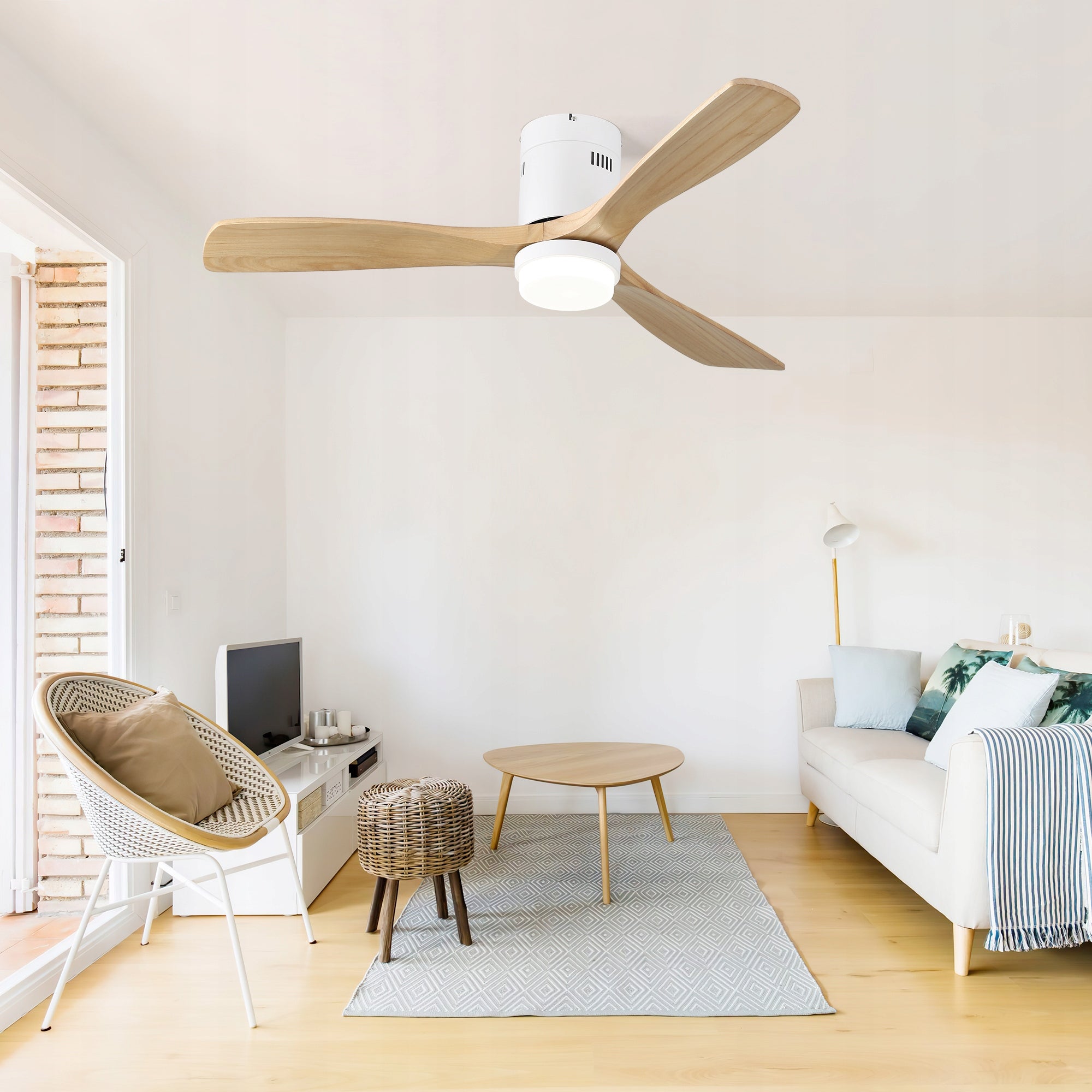 CEILING FAN WINDMILL 132 CM REMOTE CONTROL LED LAMP WITH WINDMILL White Fan type ceiling