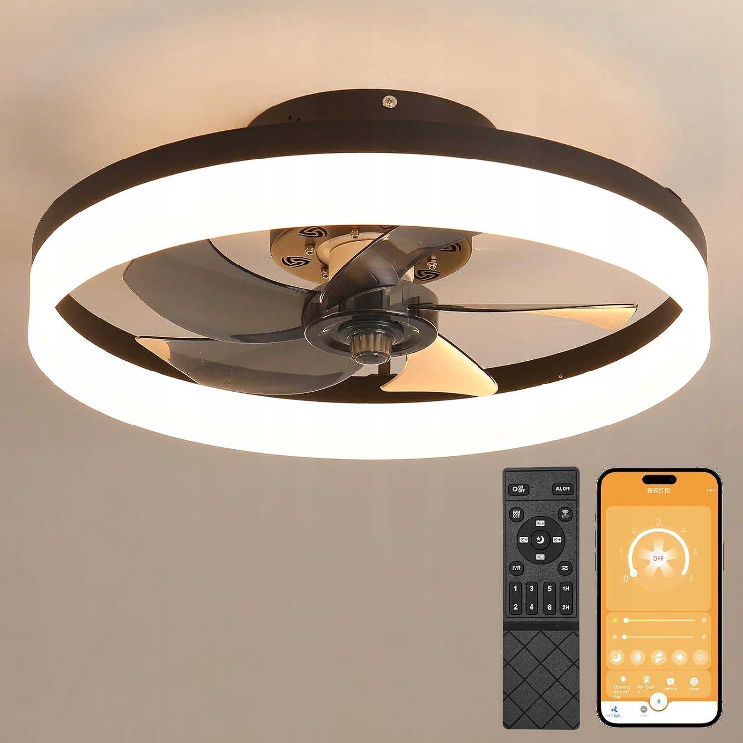 CEILING FAN WITH LED LIGHTING REMOTE CONTROL APP