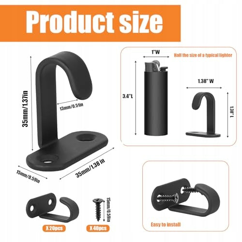 CEILING HOOKS BLACK METAL FOR HANGING SET OF 20 PCS. Manufacturer code Bez marki
