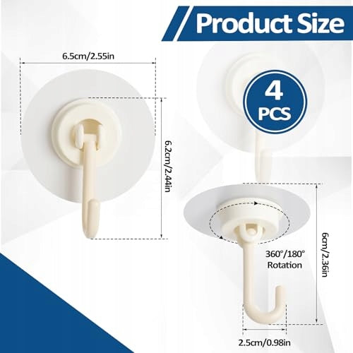 CEILING HOOKS SELF ADHESIVE ROTATING 360 WITHOUT DRILLING 4 PCS. FOR HOME Manufacturer code Bez marki