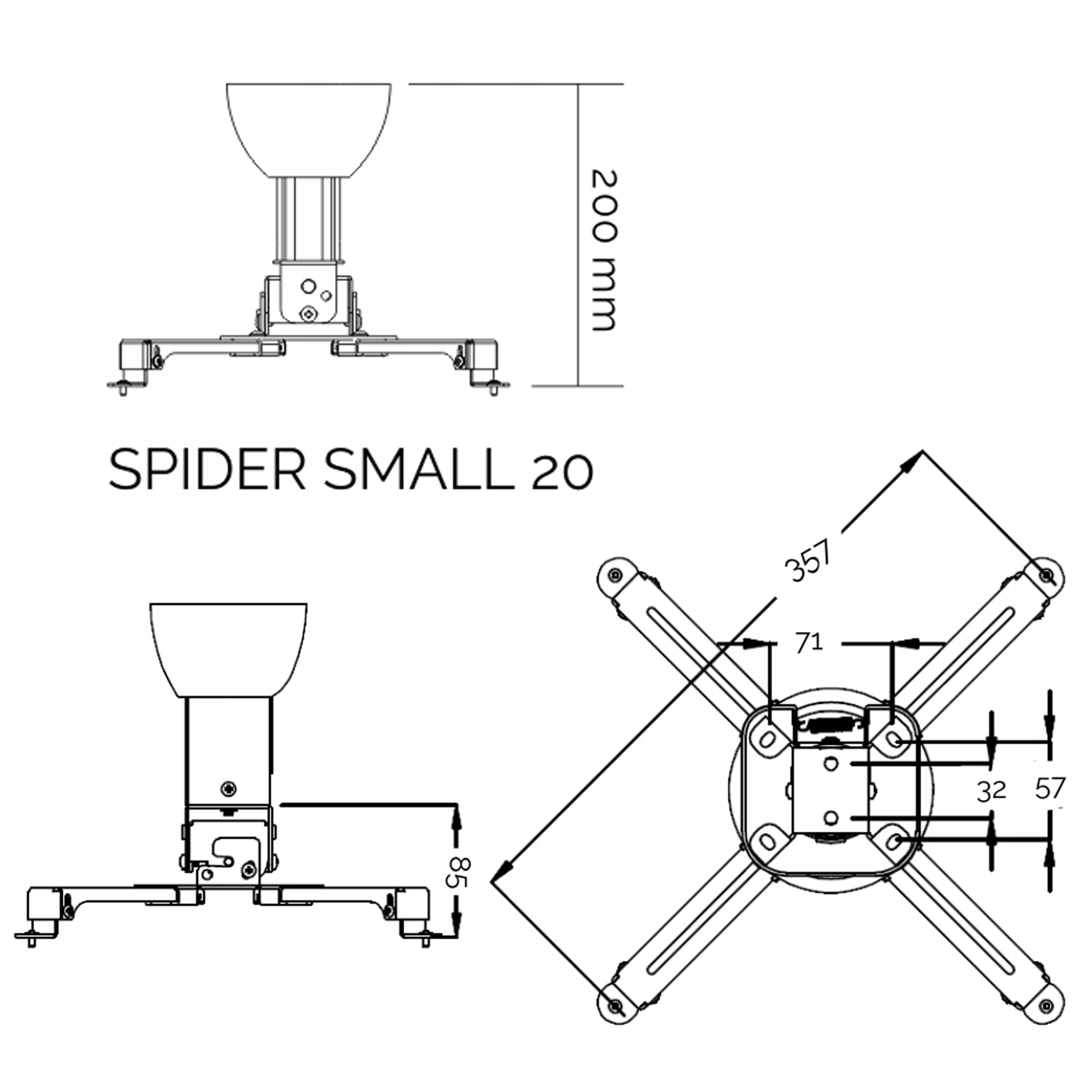 CEILING PROJECTOR HOLDER UNIVERSAL SUPREMA SPIDER SMALL 20 SILVER Brand SUPREMA