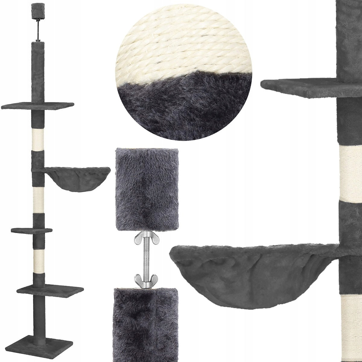 CEILING SCRATCHING POST 5 LEVELS FOR CAT LARGE BED POST TOWER GREY XXL Kind scratching post
