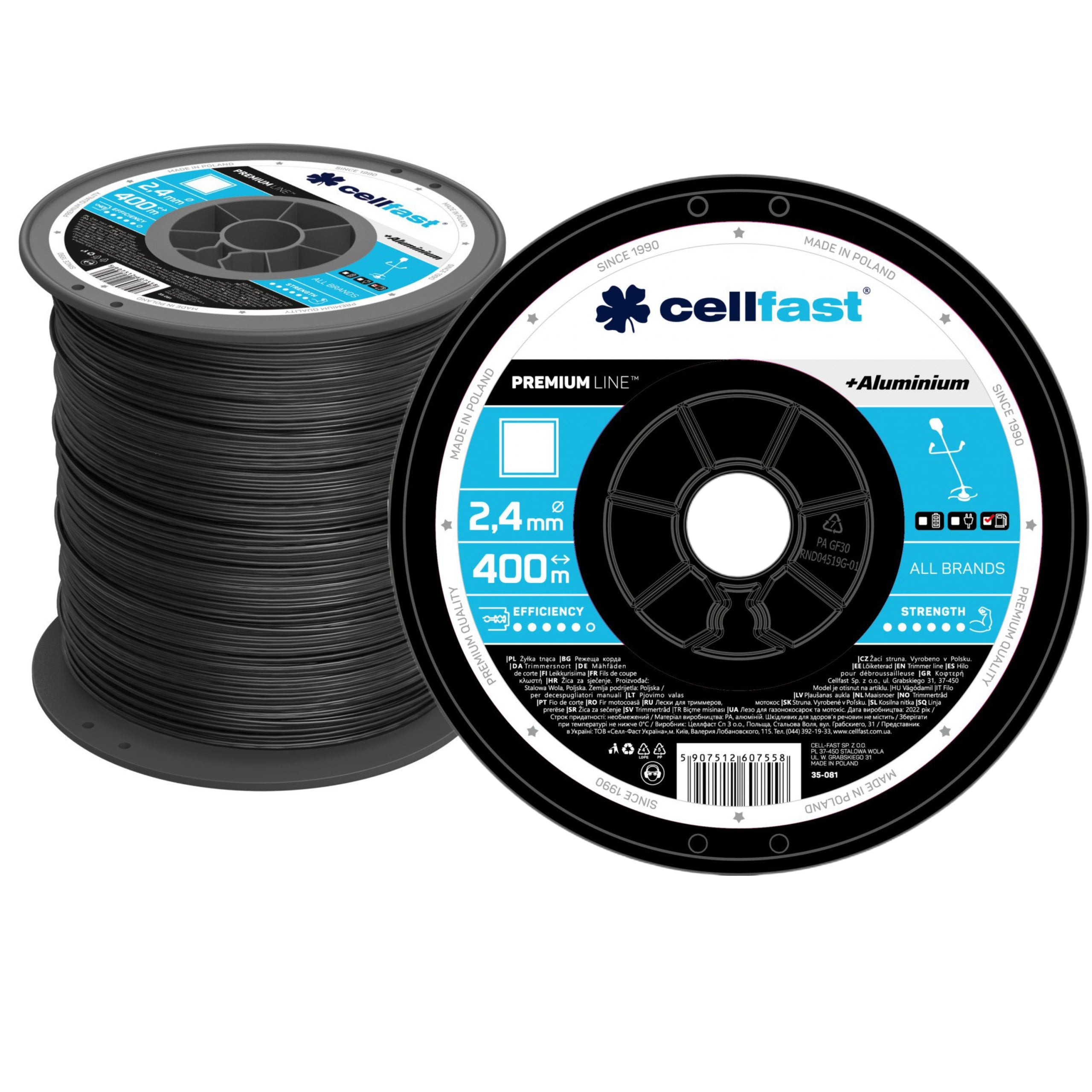 CELLFAST CUTTING LINE FOR TRIMMER SCYTHE SQUARE SPOOL 2,4MM 400M Diameter 2.4 mm
