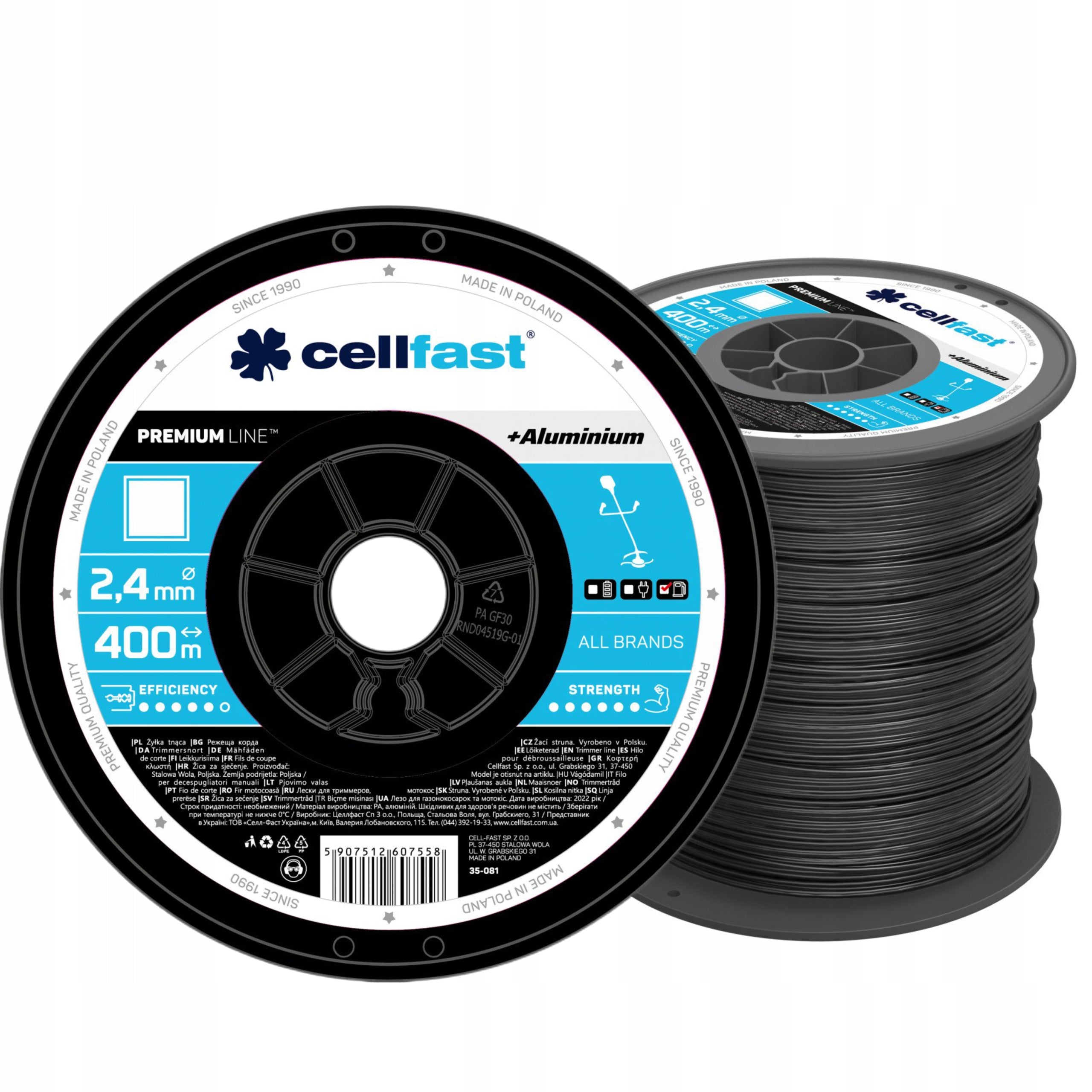 CELLFAST CUTTING LINE FOR TRIMMER SCYTHE SQUARE SPOOL 2,4MM 400M