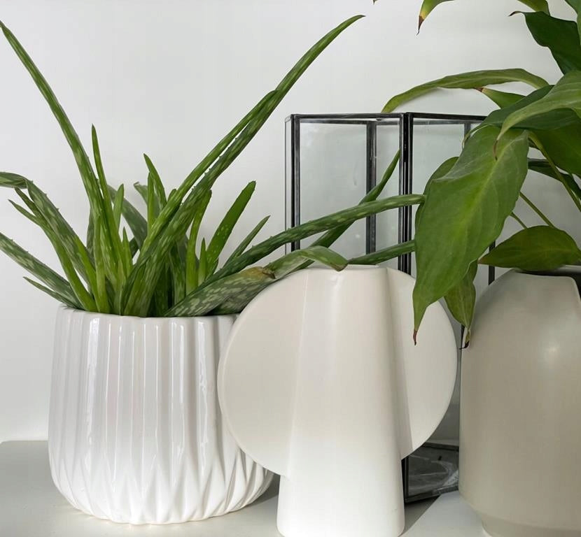 CERAMIC FLOWER POT COVER 16 x 13cm WHITE MODERN Brand Polnix