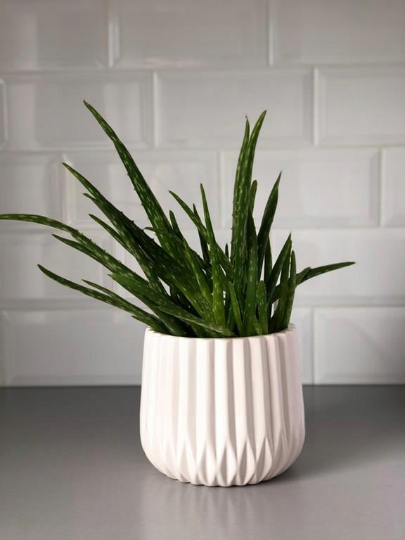 CERAMIC FLOWER POT COVER 16 x 13cm WHITE MODERN Material ceramic