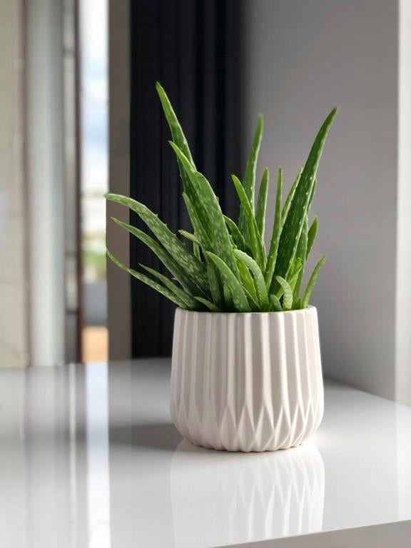 CERAMIC FLOWER POT COVER 16 x 13cm WHITE MODERN Shape round