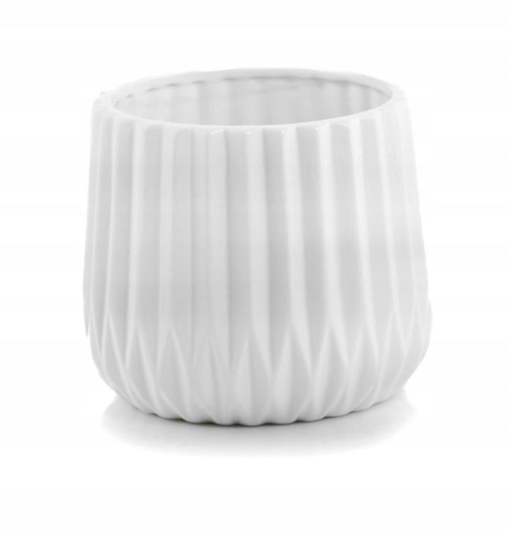 CERAMIC FLOWER POT COVER 16 x 13cm WHITE MODERN