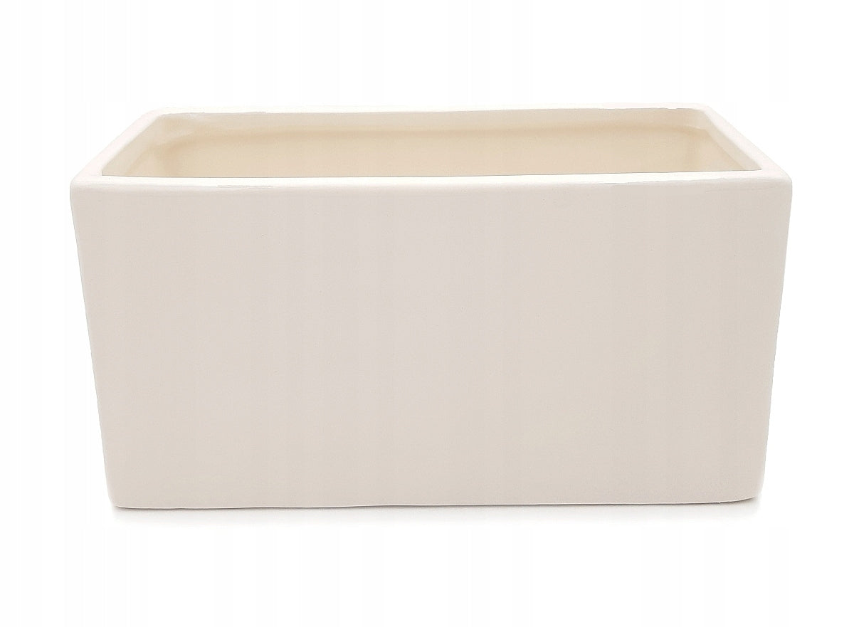 CERAMIC FLOWER POT COVER MODERN RECTANGULAR WHITE 22cm Manufacturer code Dekoracyjna osłonka na kwiaty glamour