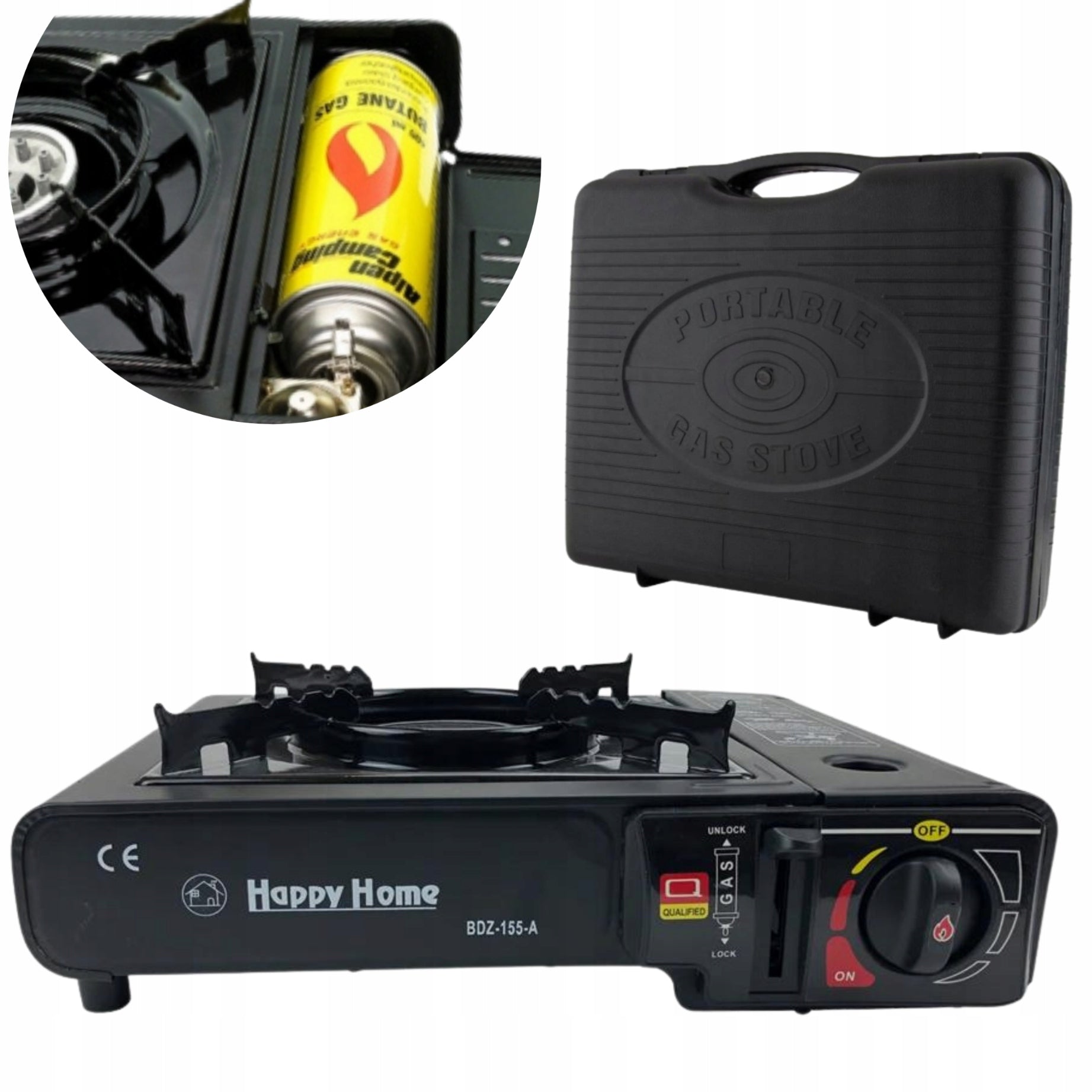 CERAMIC GAS COOKER FOR CARTRIDGES CYLINDERS FIRE REGULATION 2IN1 WITH SUITCASE EAN (GTIN) 5903858912189