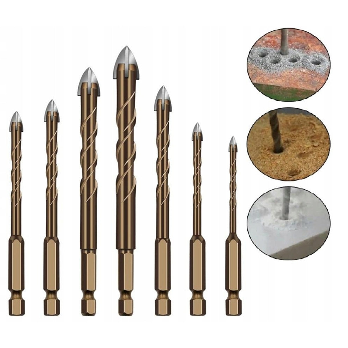 CERAMIC TILE GLASS DRILL BIT SET 7PCS 3-12MM Manufacturer code TLB0571ST