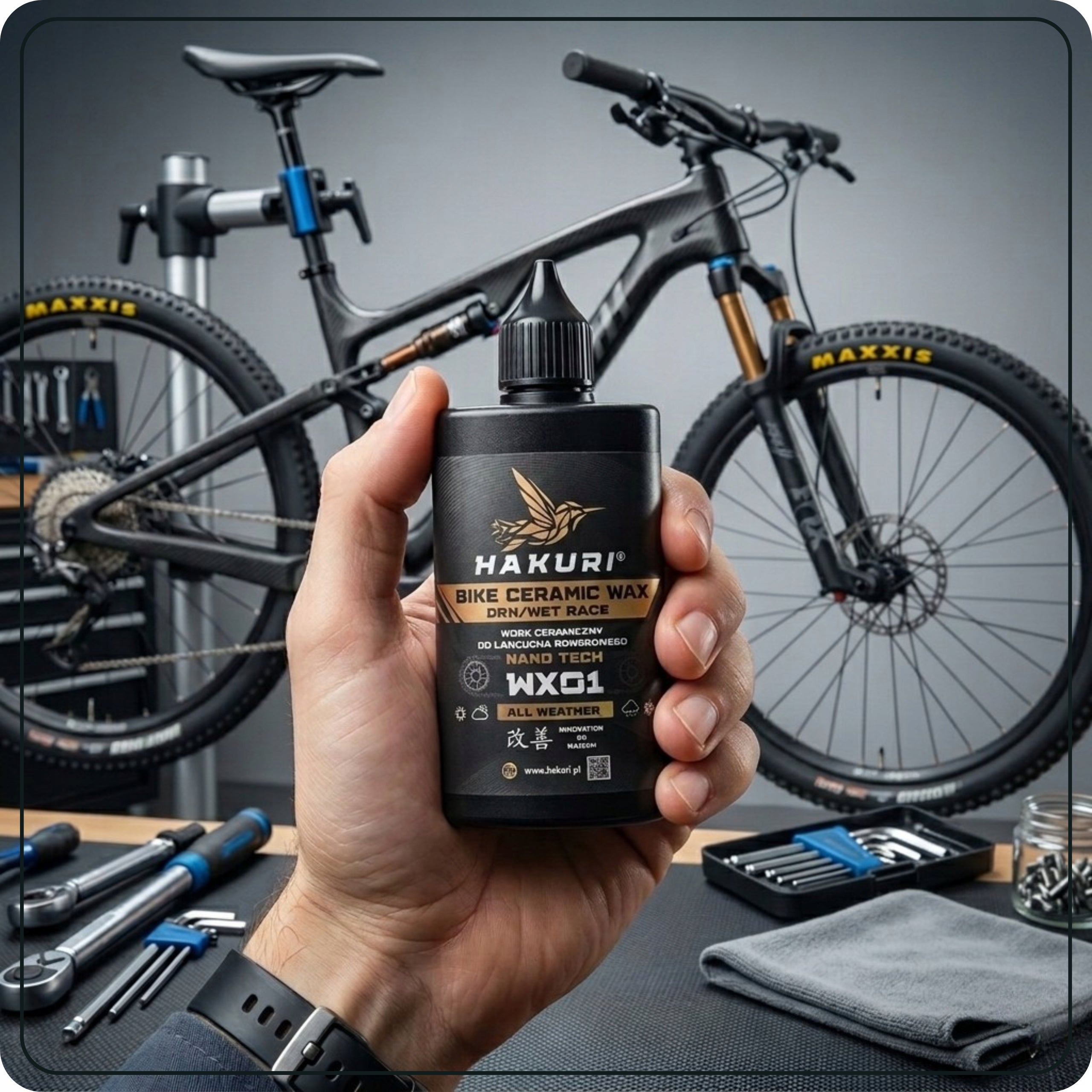 CERAMIC WAX GREASE FOR BICYCLE CHAIN NANO TECH LUBRICATES PROTECTS HAKURI Manufacturer code WOSK CERAMICZNY NANO TECH WX01 HAKURI