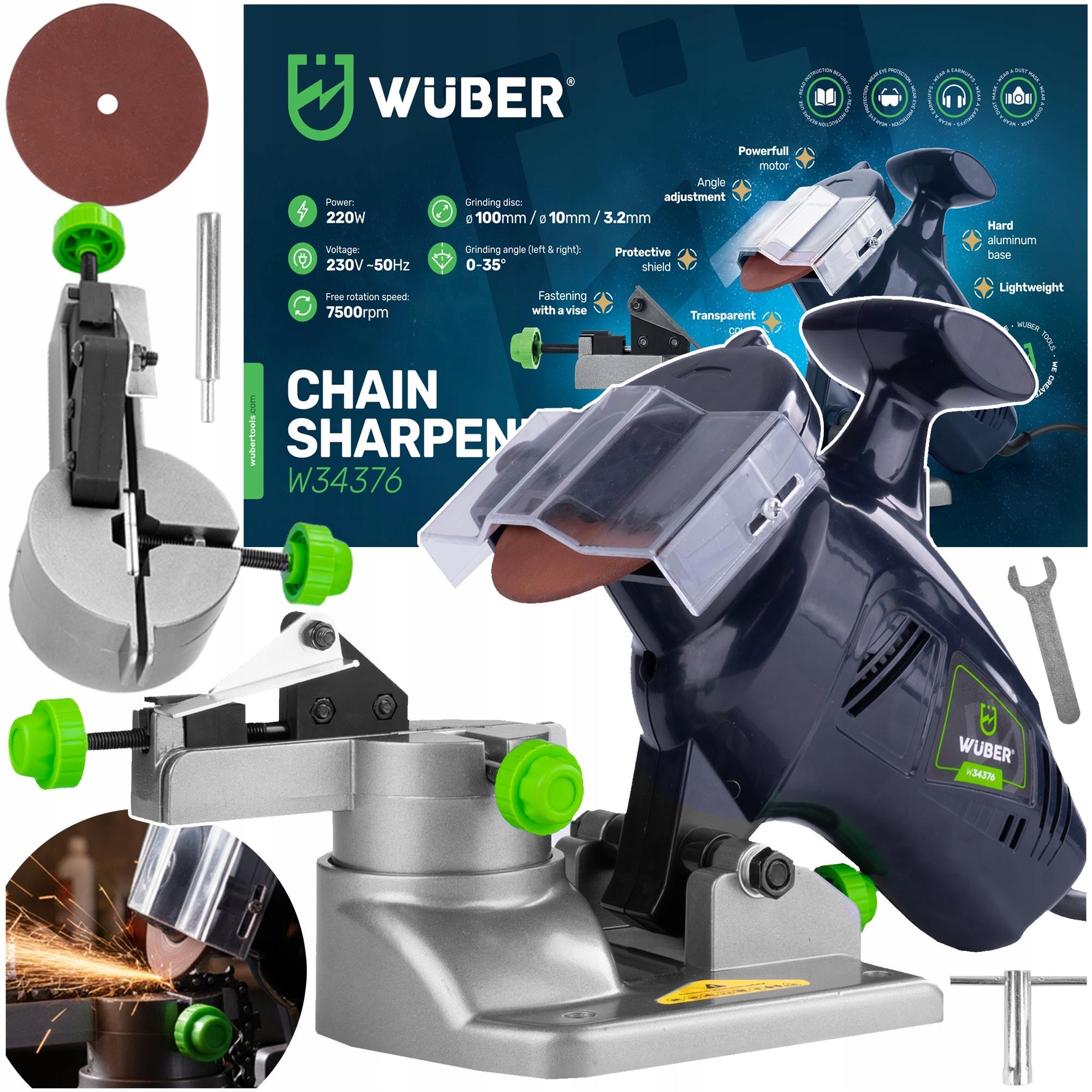 CHAIN SHARPENER SAW BLADES ELECTRIC 2X DISC 220W