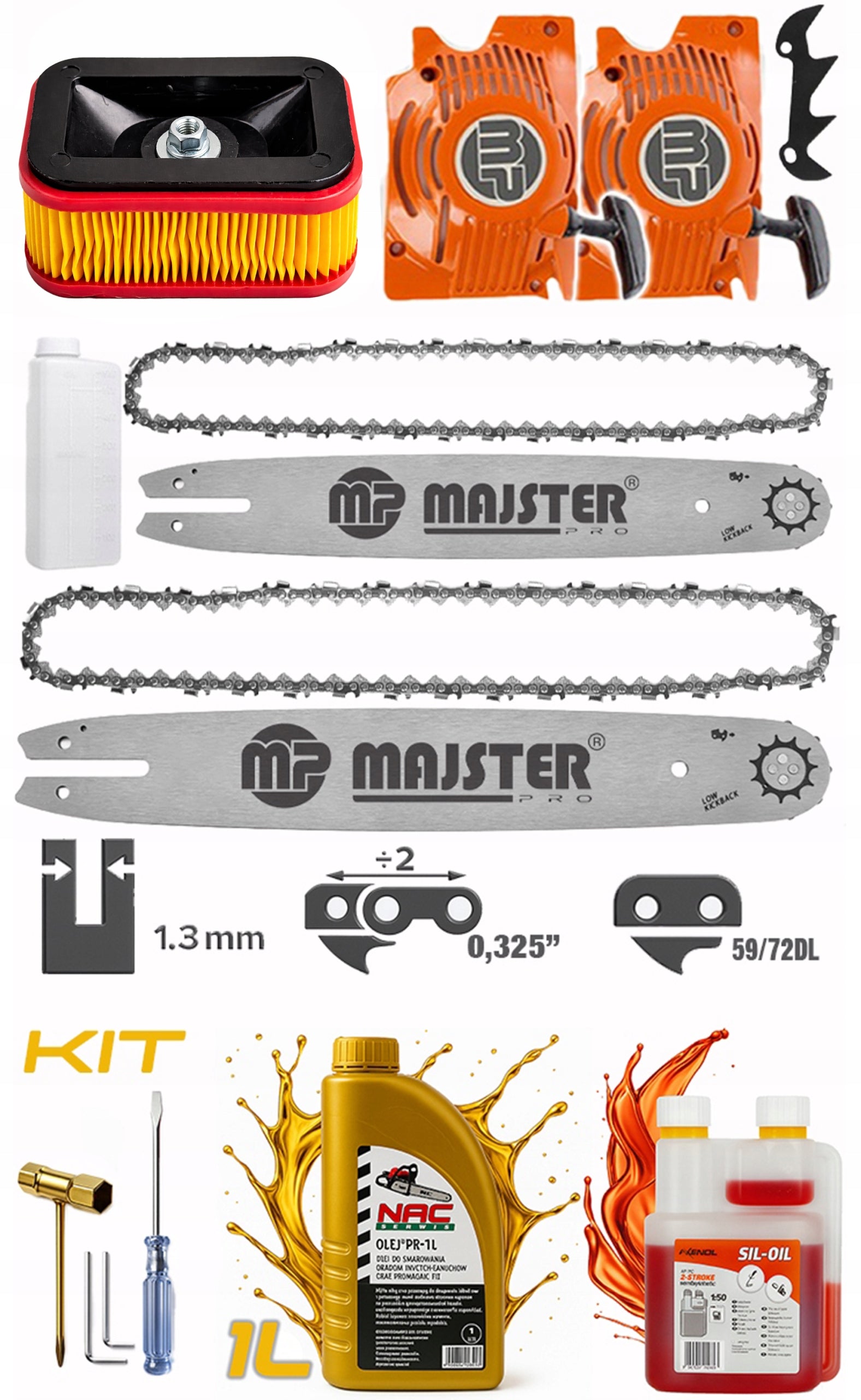 CHAINSAW 5,7km 58cm³ 2x chains/wire+oil zest XXXL Packaging status original