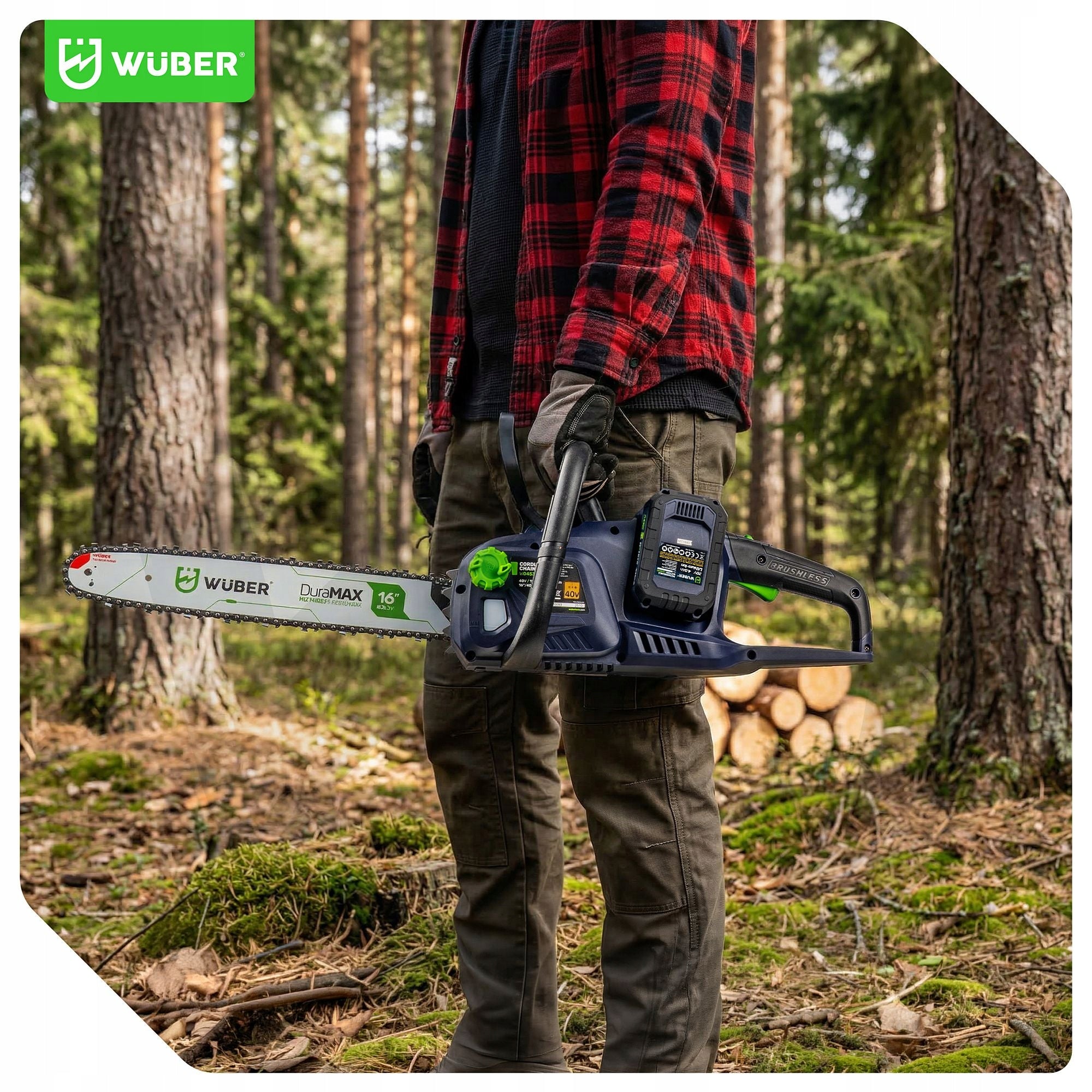 CHAINSAW CORDLESS SAW 16" POWERFUL 40V 1200W WITH OIL 2AKU+CHARGE Packaging status original