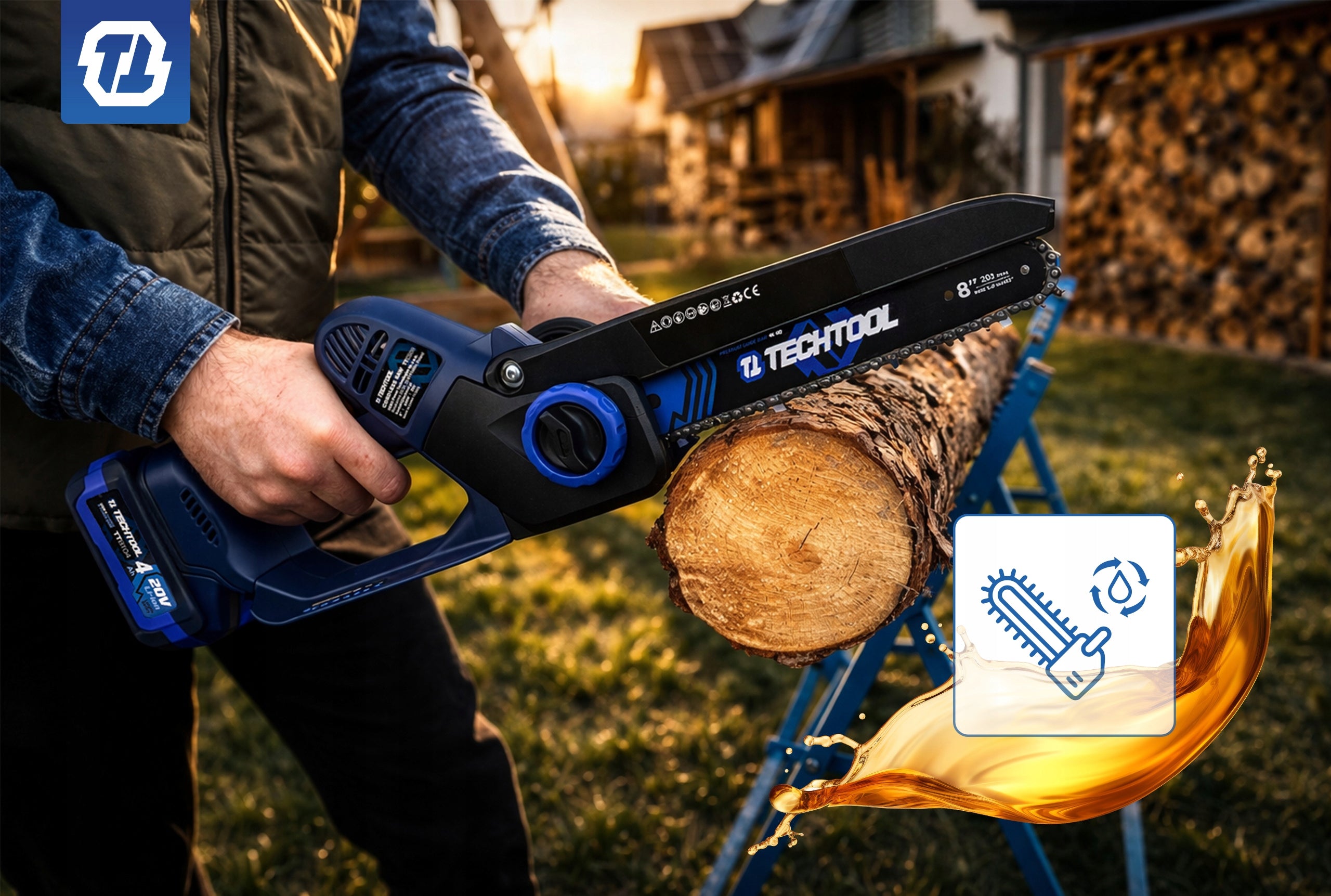 CHAINSAW CORDLESS SAW 8" BRANCH SUITCASE 4 AH TECHTOOL Brand TECHTOOL