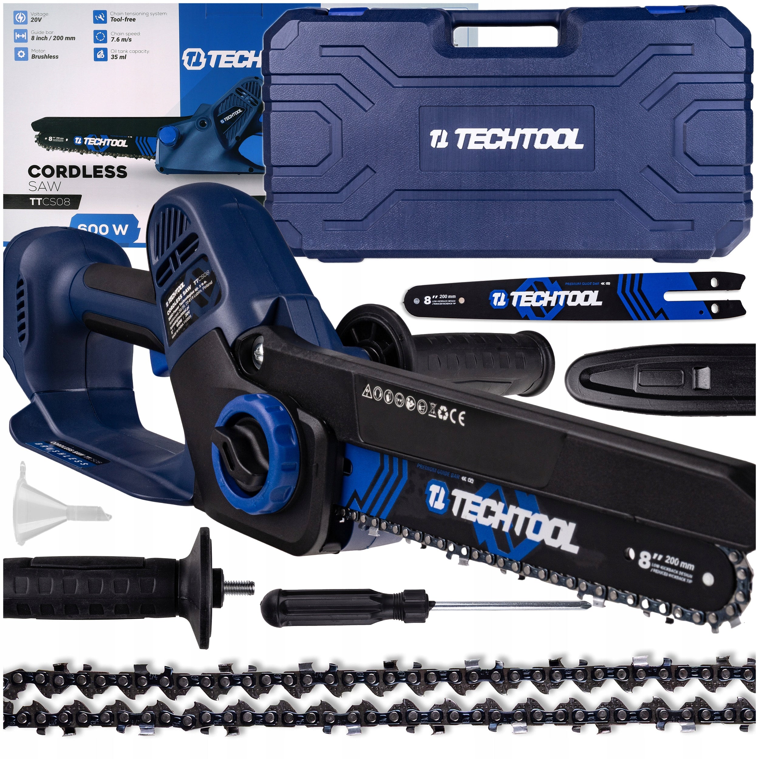 CHAINSAW CORDLESS SAW 8" BRANCH SUITCASE TECHTOOL