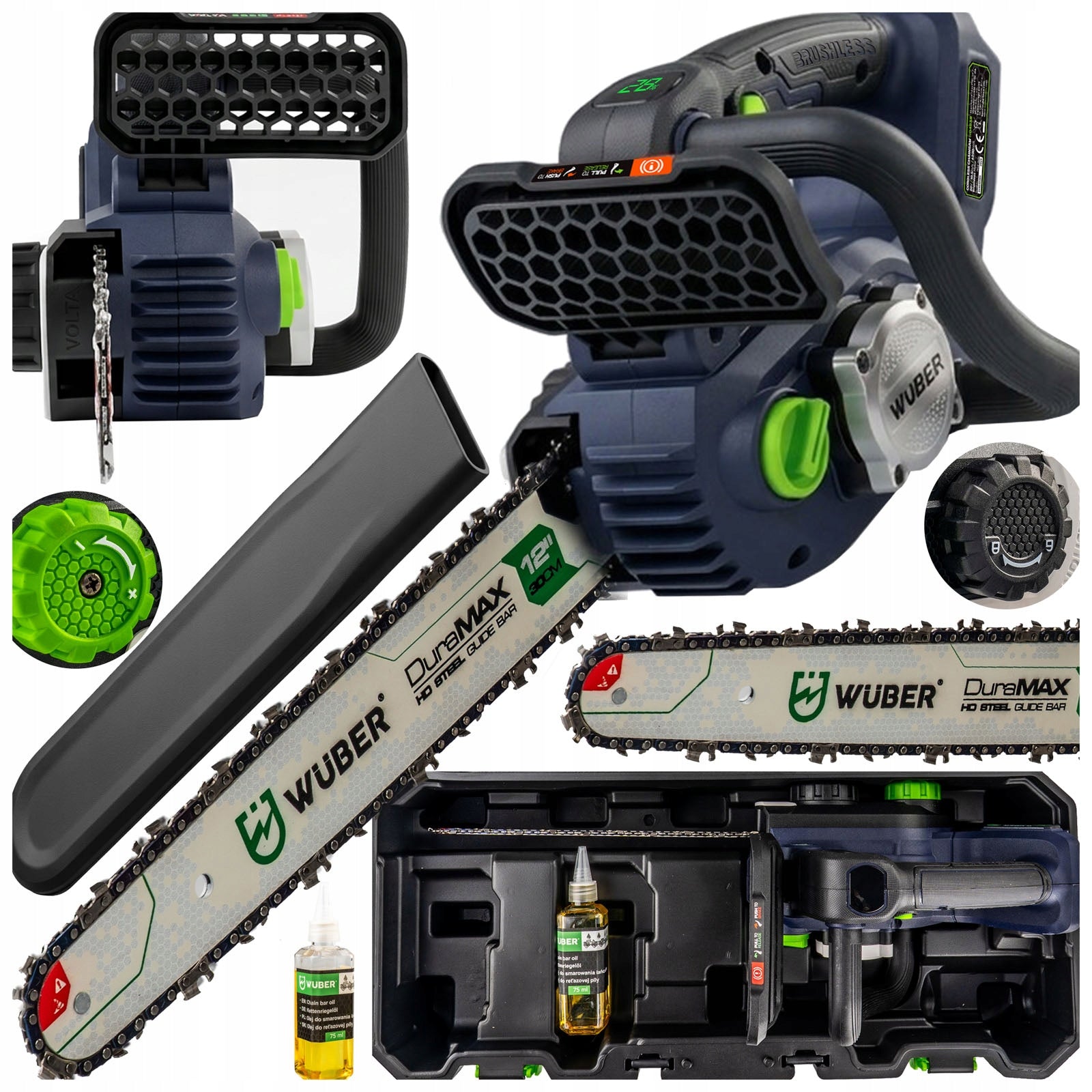 CHAINSAW CORDLESS SAW FOR GARDEN GUIDE 12" CHAIN OIL