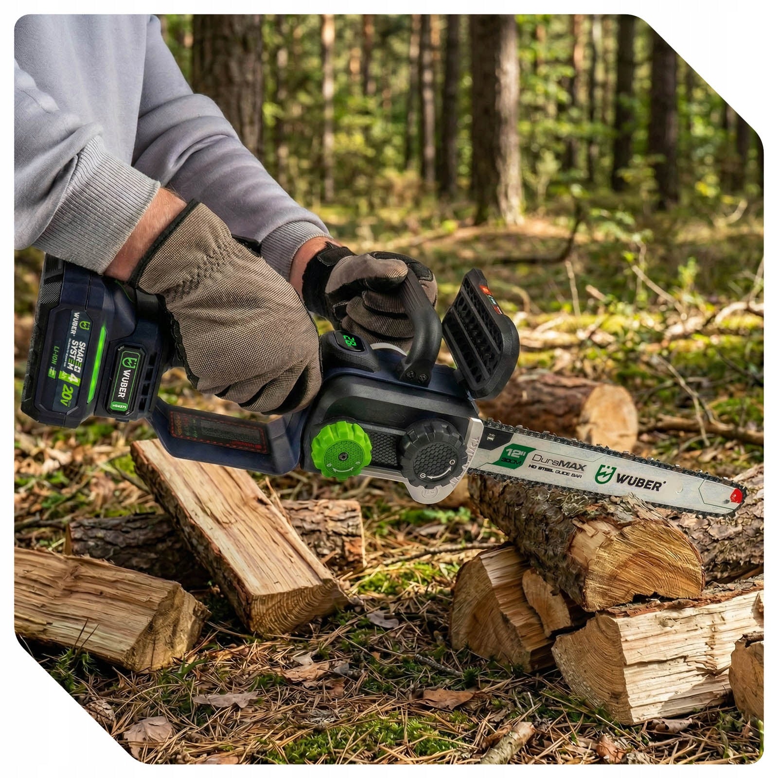 CHAINSAW CORDLESS WOOD SAW GUIDE 12" CHAIN OIL Number of batteries brak akumulatora