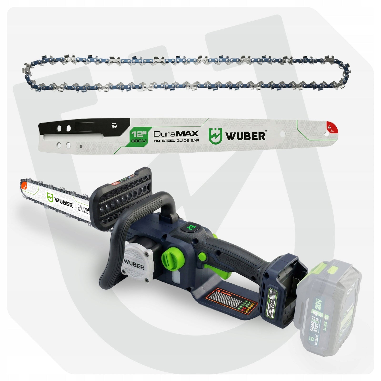 CHAINSAW CORDLESS WOOD SAW GUIDE 12" CHAIN OIL Packaging status original