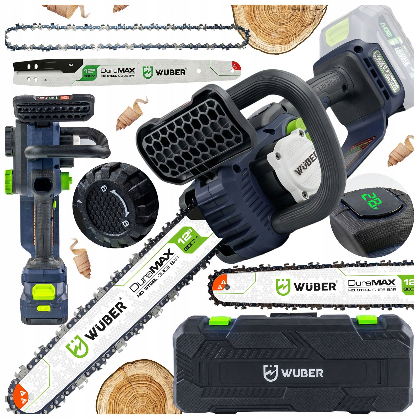 CHAINSAW CORDLESS WOOD SAW GUIDE 12" CHAIN OIL