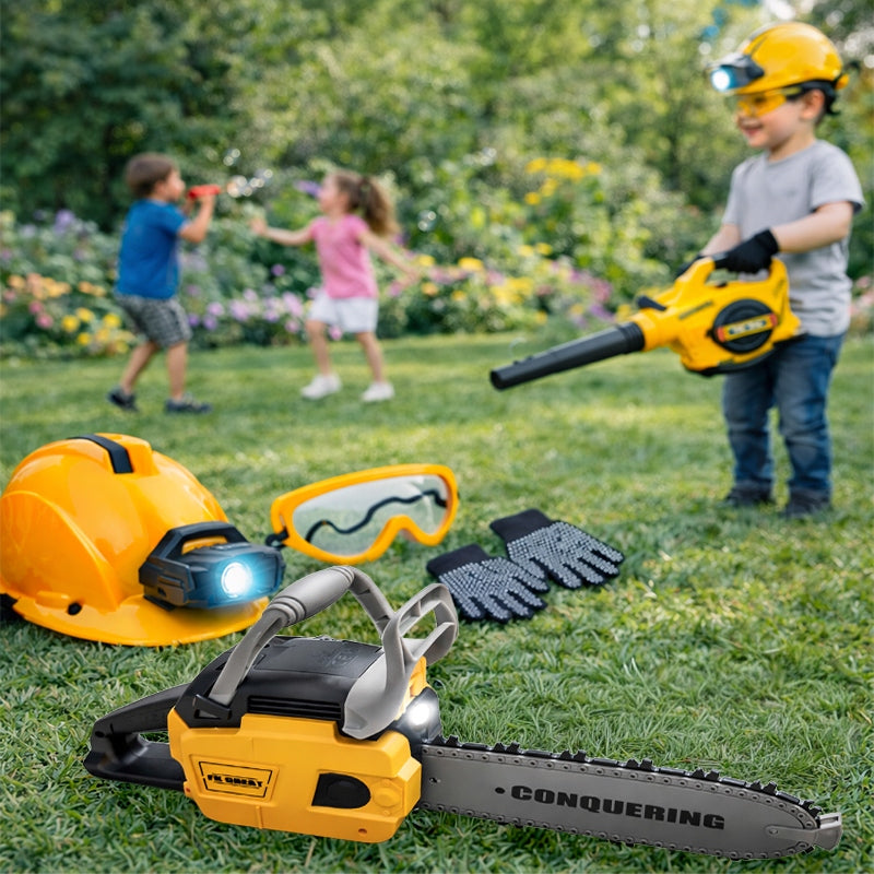 CHAINSAW DIESEL LEAF BLOWER TOY FOR CHILDREN LED HELMET Products per set 5 pcs