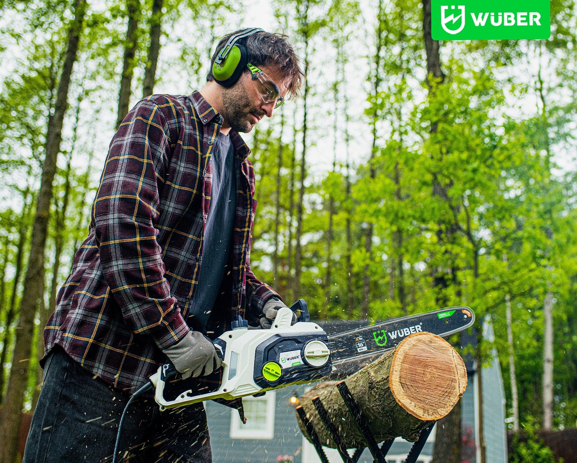 CHAINSAW ELECTRIC WOOD SAW +OIL + GUIDE + 16" CHAIN Series PIŁY ŁAŃCUCHOWE DO DREWNA WUBER W41696