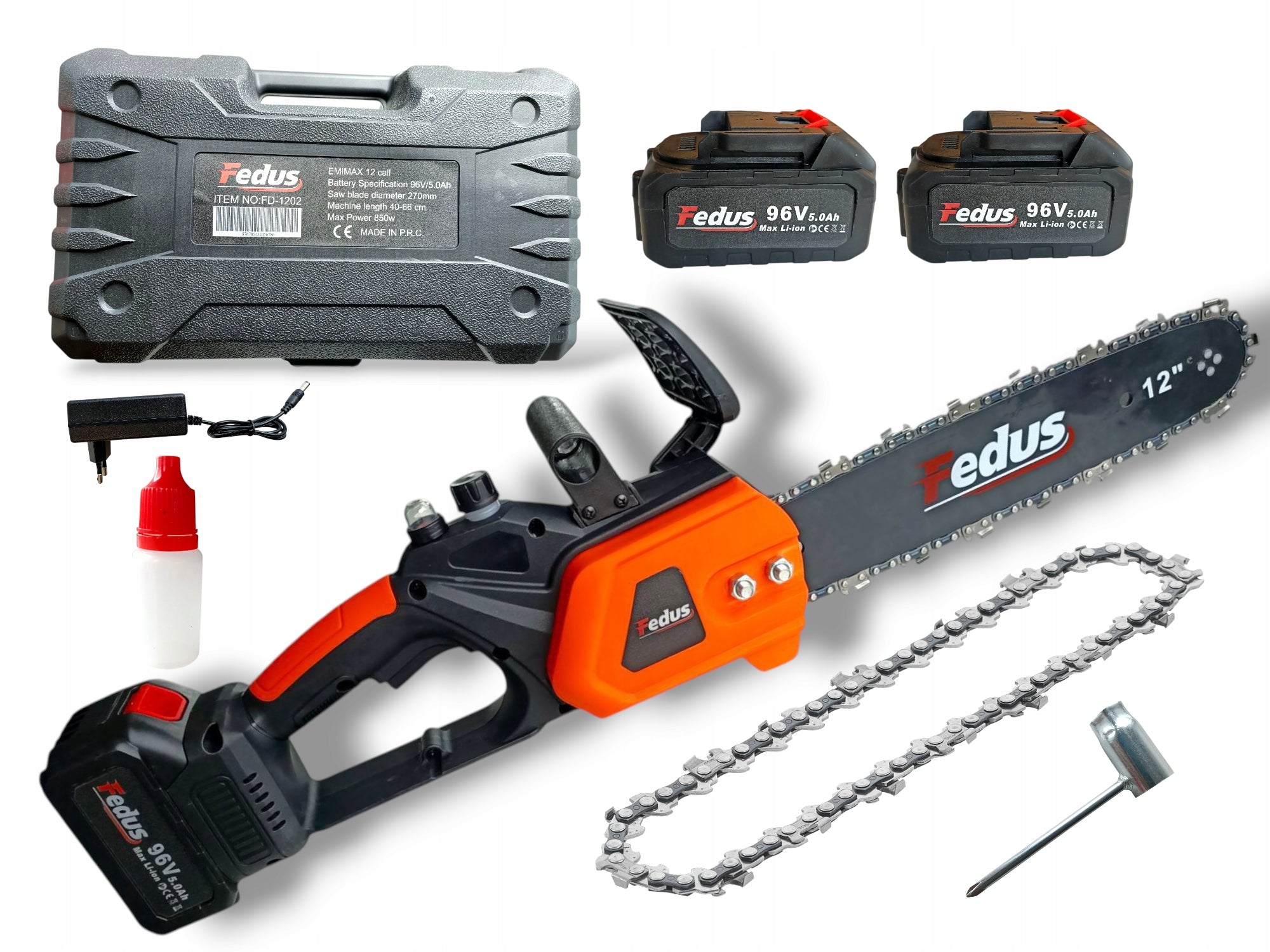 CHAINSAW FEDUS CORDLESS BRUSHLESS 12 inches 2xACCUMULATORS Brand no brand