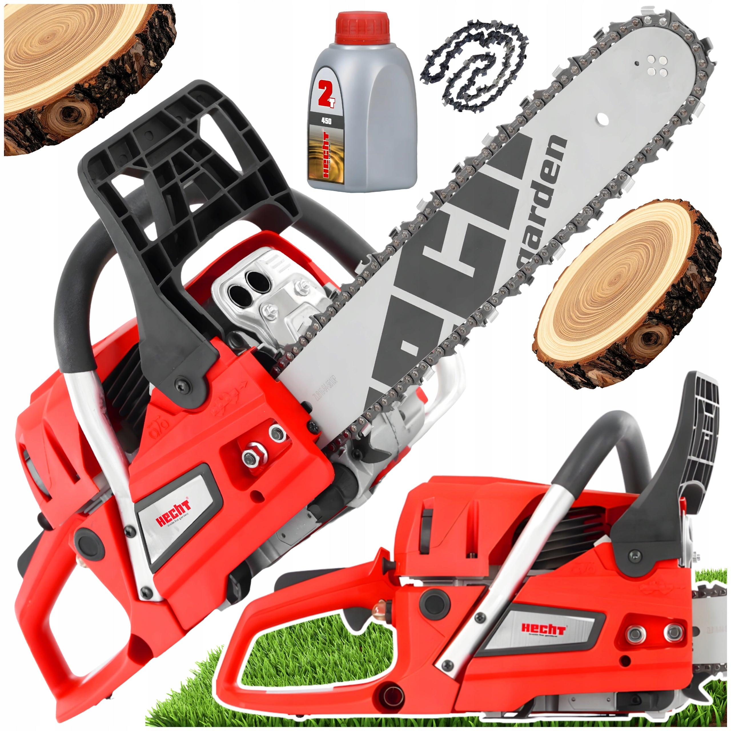CHAINSAW HECHT 95221 POWER 2,6 HP OIL + CHAIN x2
