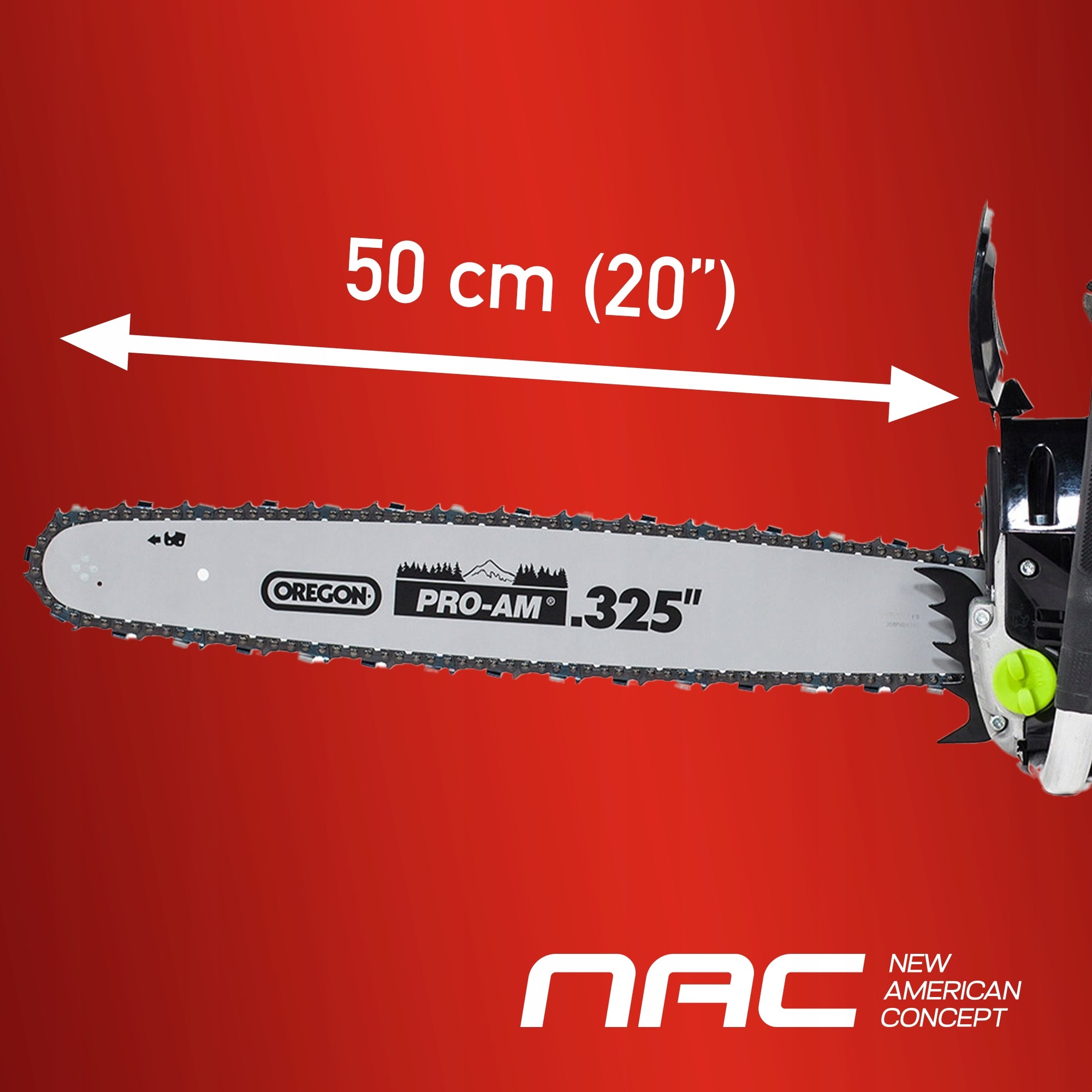 CHAINSAW NAC 50CM (20") 61CM3 2,85KW WALBRO OREGON Product weight with unit packaging 7 kg