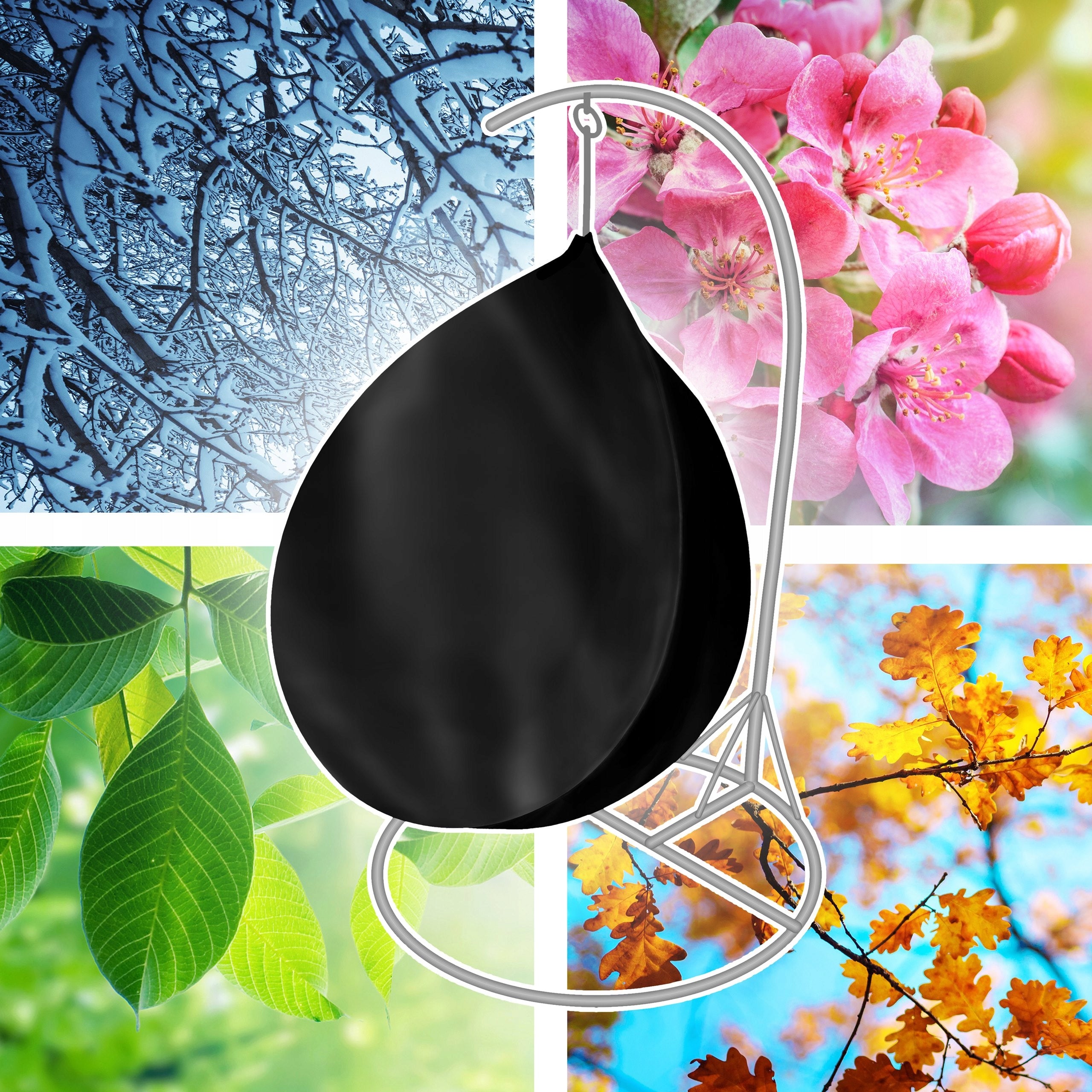 CHAIR COVER HANGING cocoon garden swing basket waterproof 108x68 Color black