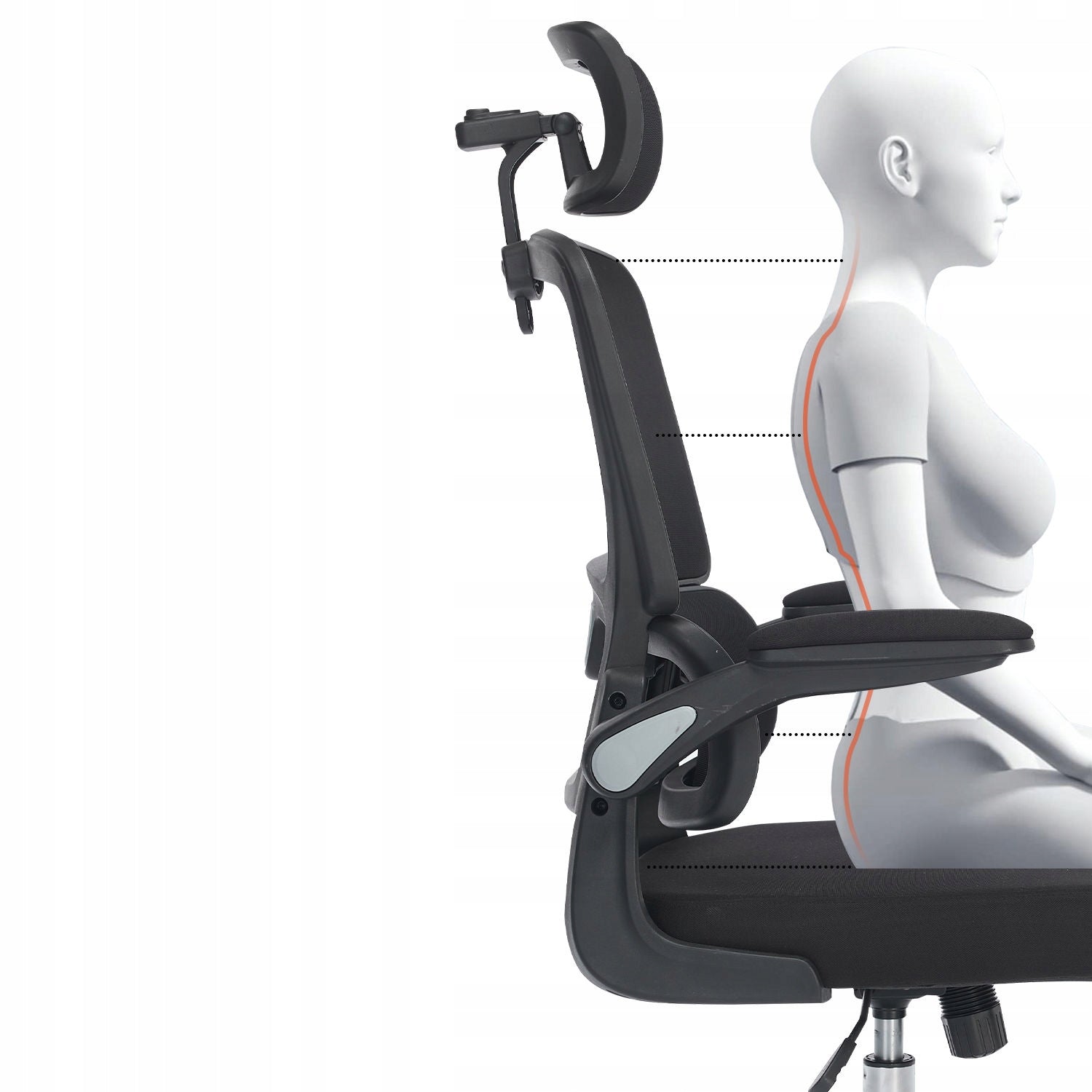 CHAIR OFFICE CHAIR ERGONOMIC SWIVEL MESH MOZOS ERGO-K Furniture depth 63 cm