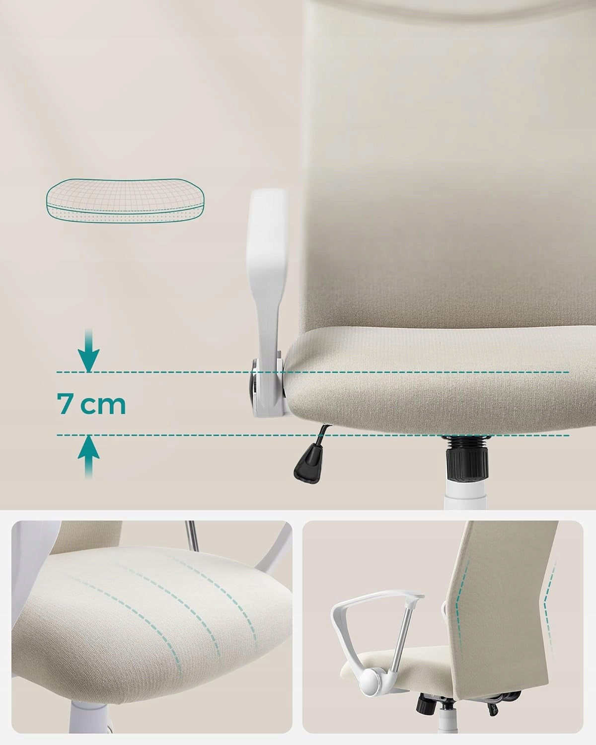 CHAIR OFFICE CHAIR WITH ARMRESTS ON WHEELS SWIVEL BEIGE EAN (GTIN) 0095421309788