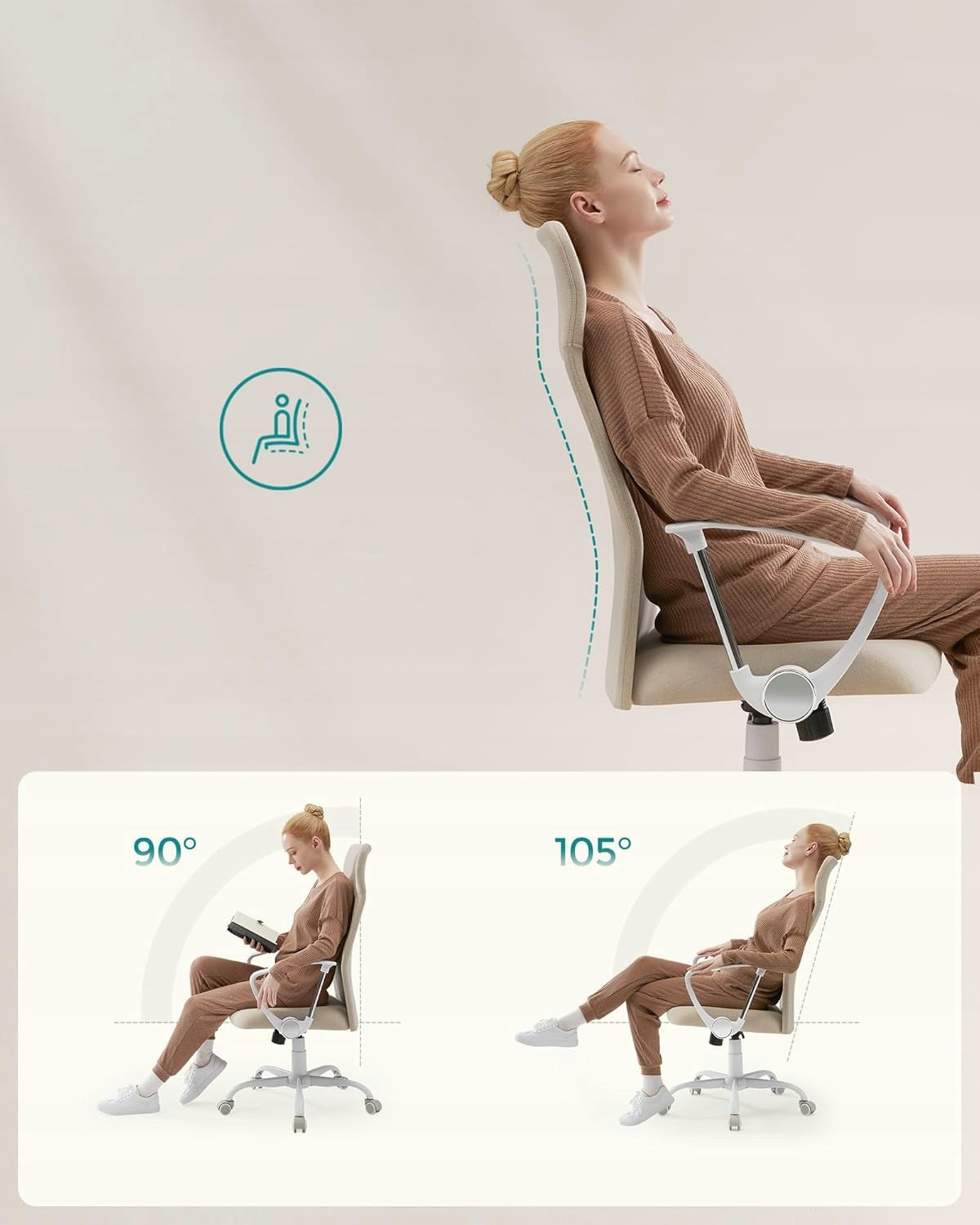 CHAIR OFFICE CHAIR WITH ARMRESTS ON WHEELS SWIVEL BEIGE Manufacturer code KRZESŁO BIUROWE PODŁOKIETNIKÓW BEŻOWE XX1