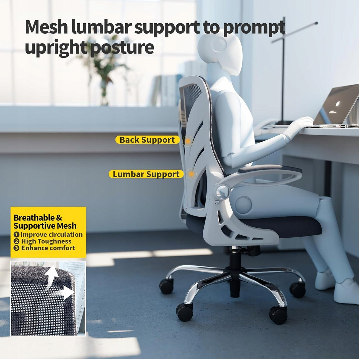CHAIR OFFICE CHAIR WITH SWIVEL ARMRESTS ON WHEELS GREY Manufacturer code FOTEL KRZESŁO BIUROWE Z PODŁOKIETNIKAMI SZARE