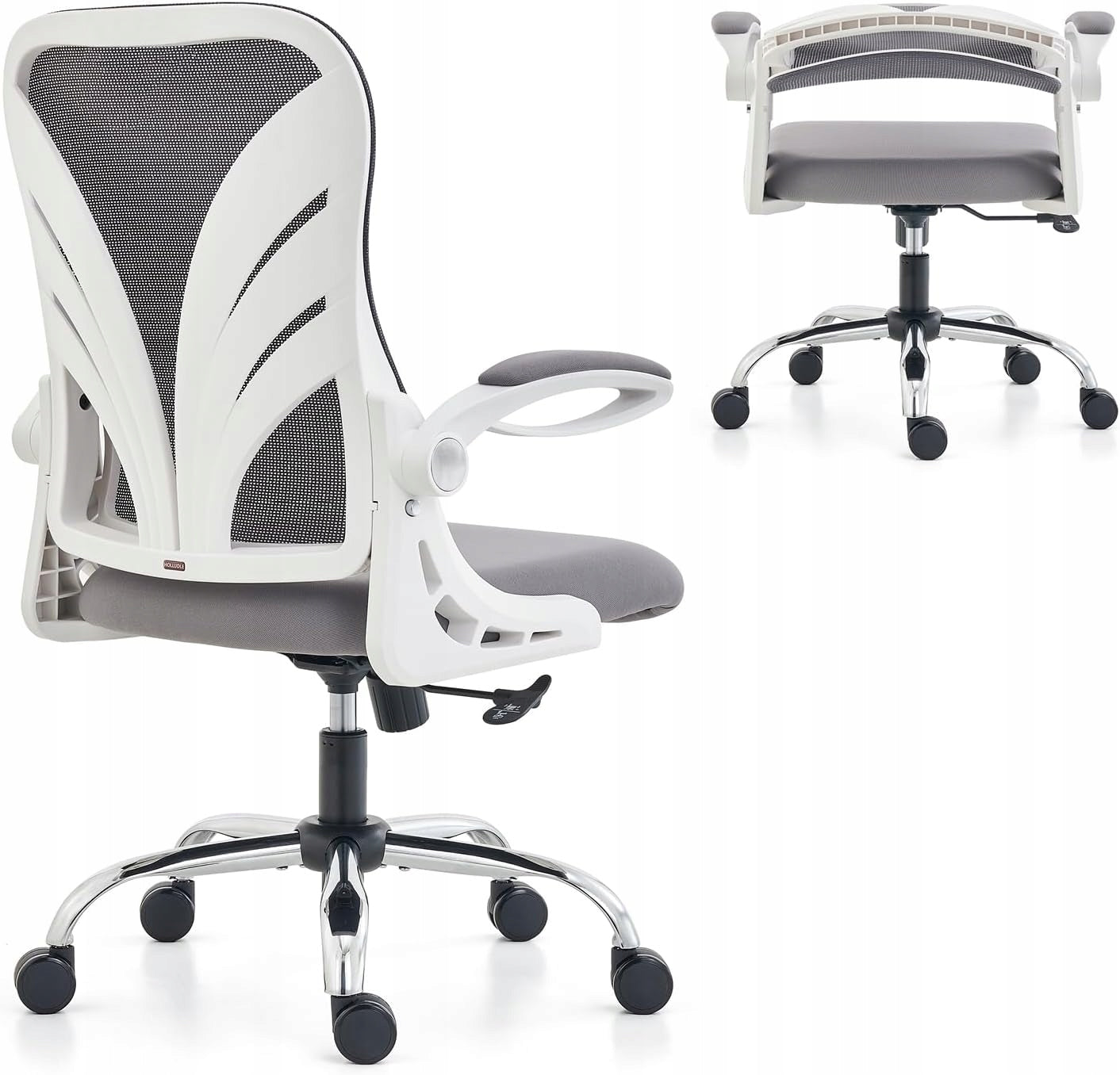 CHAIR OFFICE CHAIR WITH SWIVEL ARMRESTS ON WHEELS GREY