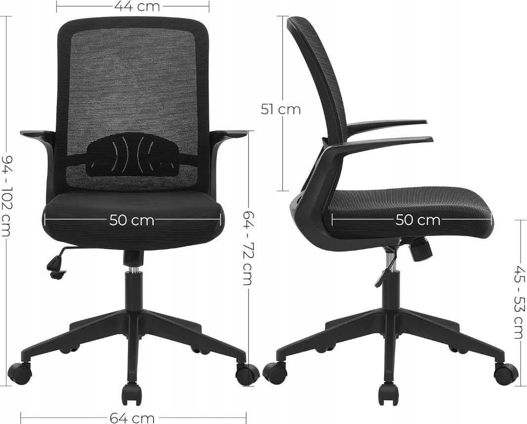CHAIR OFFICE SWIVEL CHAIR VENTILATED BLACK Furniture depth 53 cm