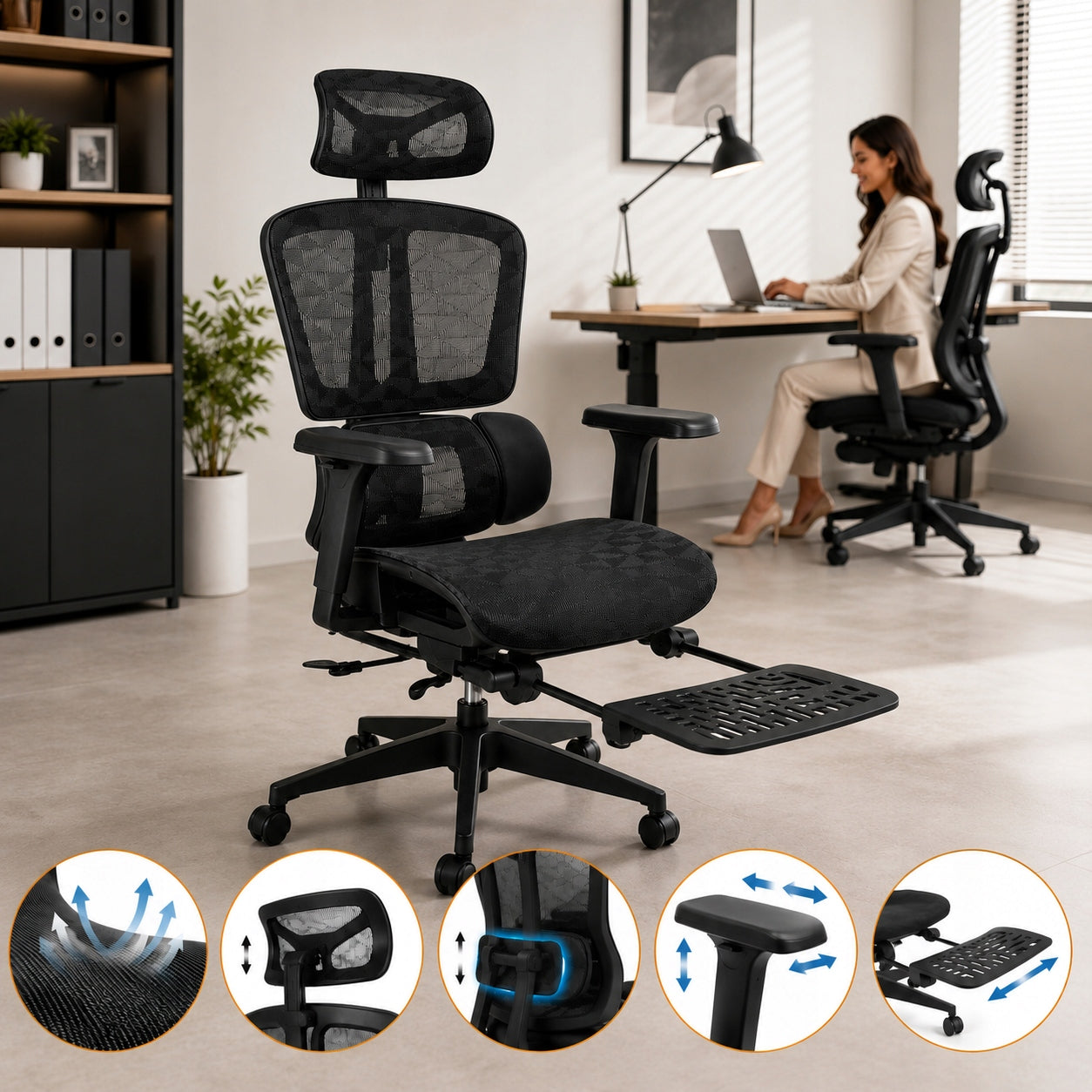CHAIR ON WHEELS OFFICE CHAIR 63,5x70x136 cm black Brand di volio
